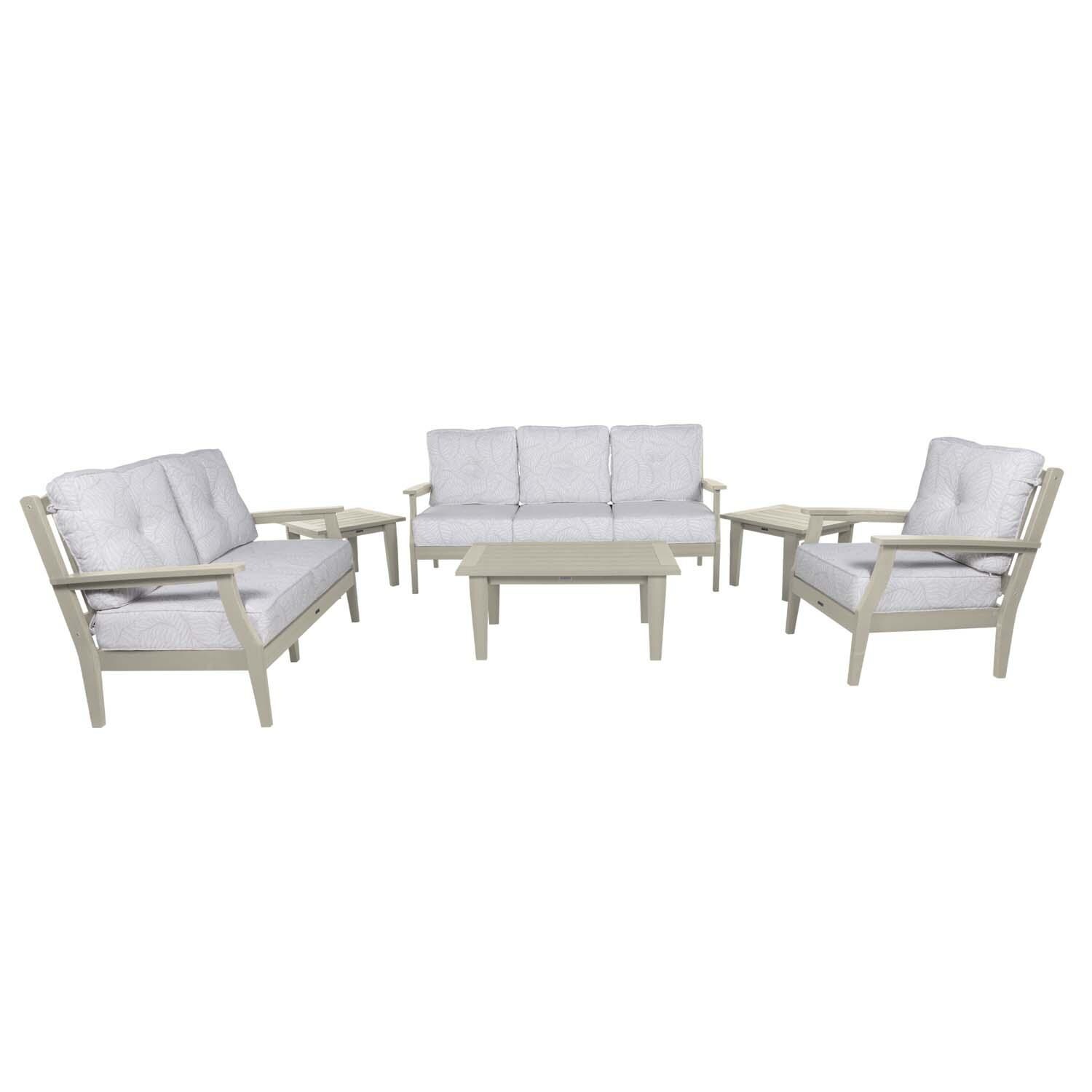 Blushing Bay 6 Pc Recycled Plastic Grand Seating Set in Lively Parchment/Whitewash by Lakeview Outdoor Designs - Front View - White Background thumbnail