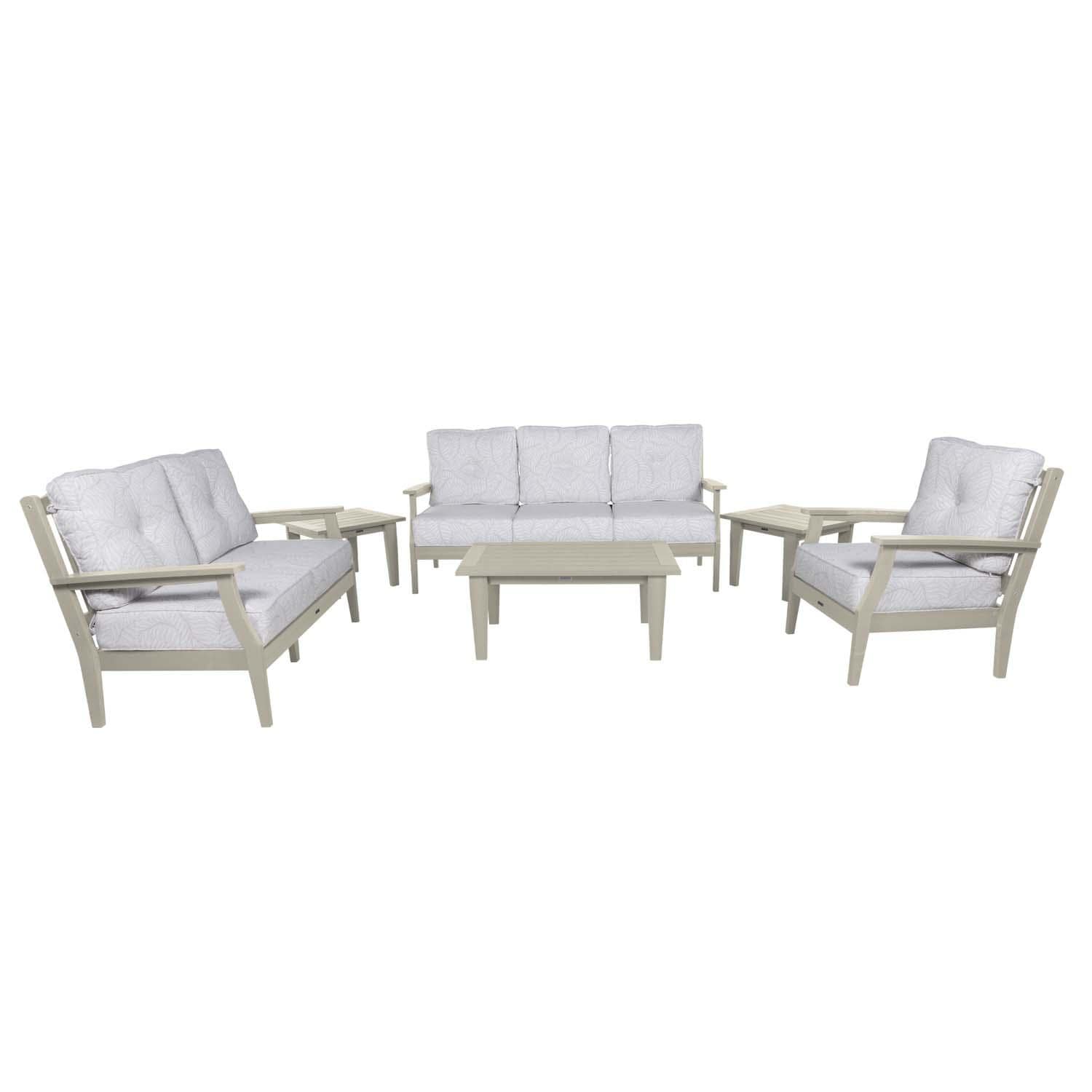 Blushing Bay 6 Pc Recycled Plastic Grand Seating Set in Lively Parchment/Whitewash by Lakeview Outdoor Designs - Front View - White Background thumbnail
