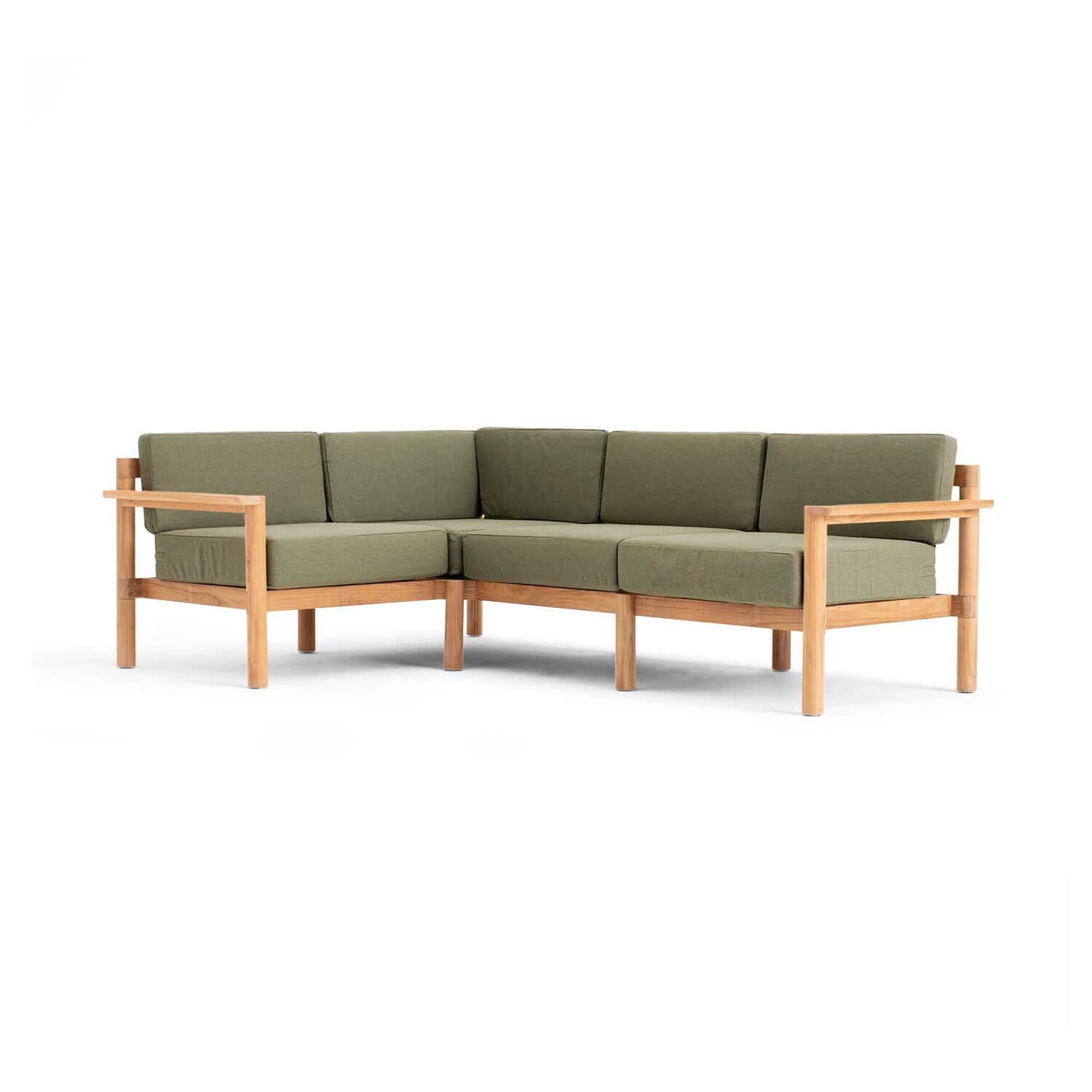 Neighbor 4 Piece Sectional W/ Teak Arms - Sunbrella Leaf image