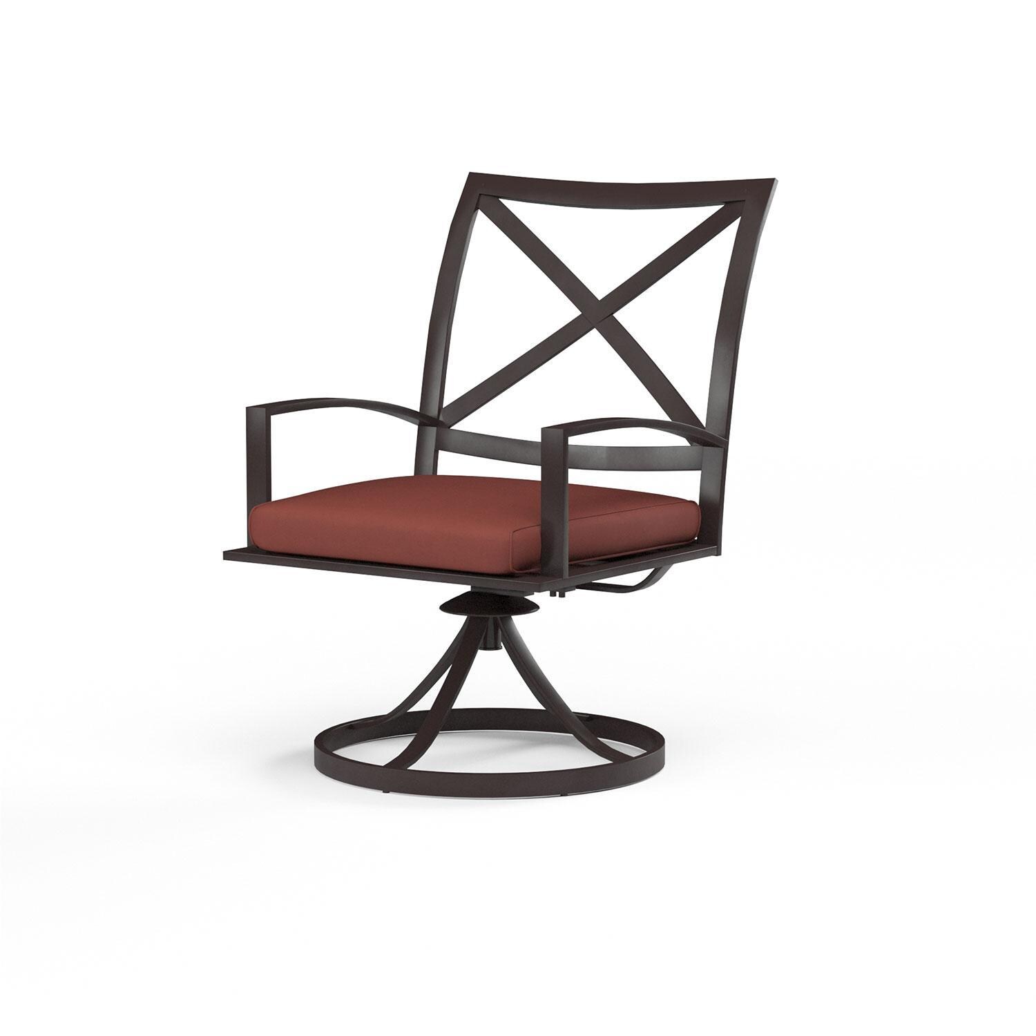 La Jolla Aluminum Patio Swivel Dining Chair in Canvas Henna w/ Self Welt By Sunset West