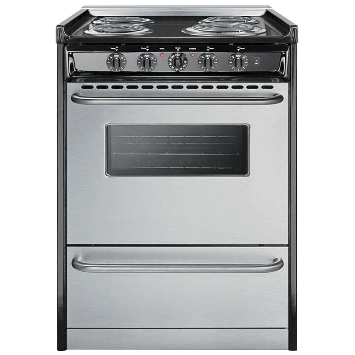 Summit Professional 24-Inch 4-Burner Slide-In Electric Range - Stainless Steel - TEM610BRWY