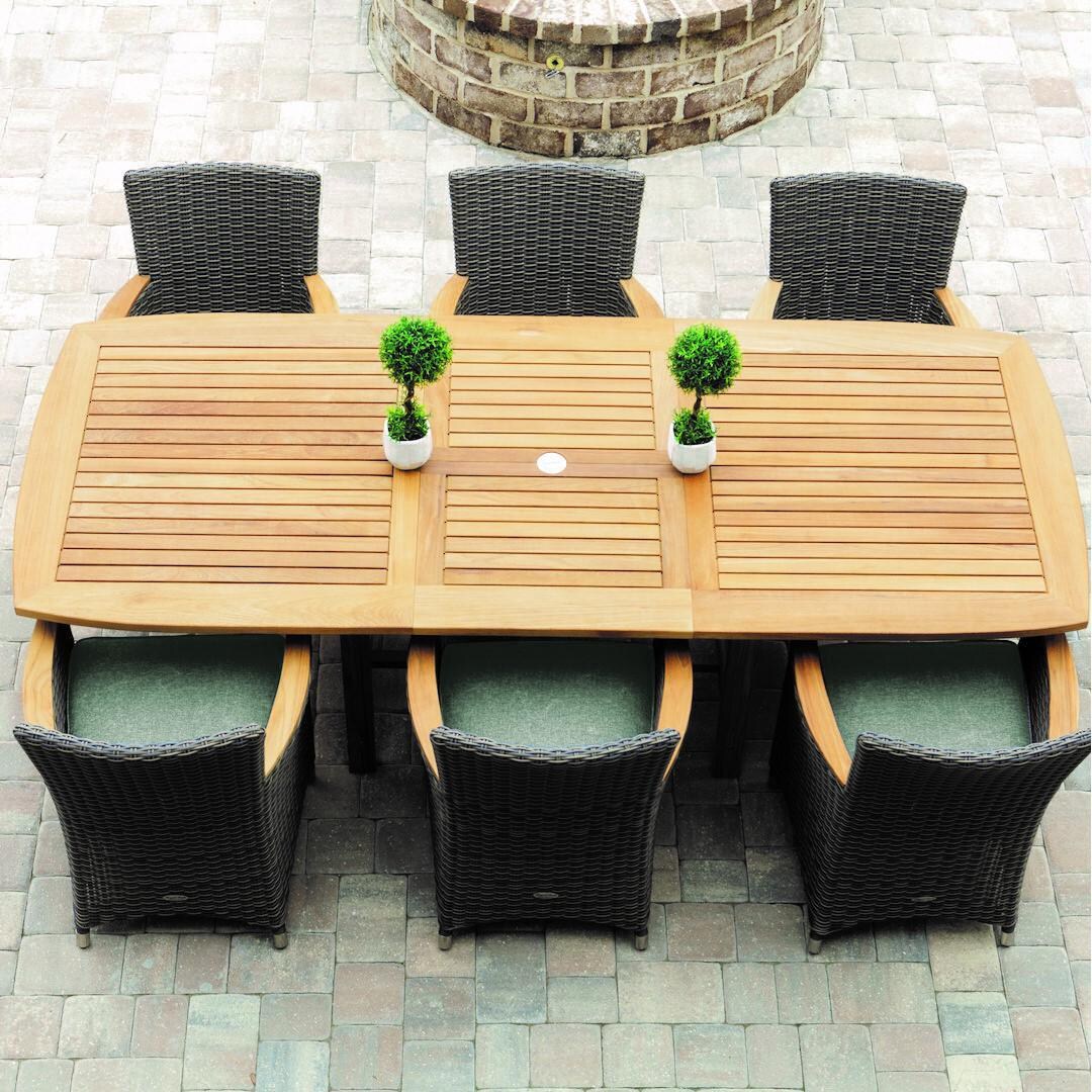 Royal Teak Collection Family 60 X 35 Inch Rectangular Teak Patio Dining Table With Extension - Top View thumbnail