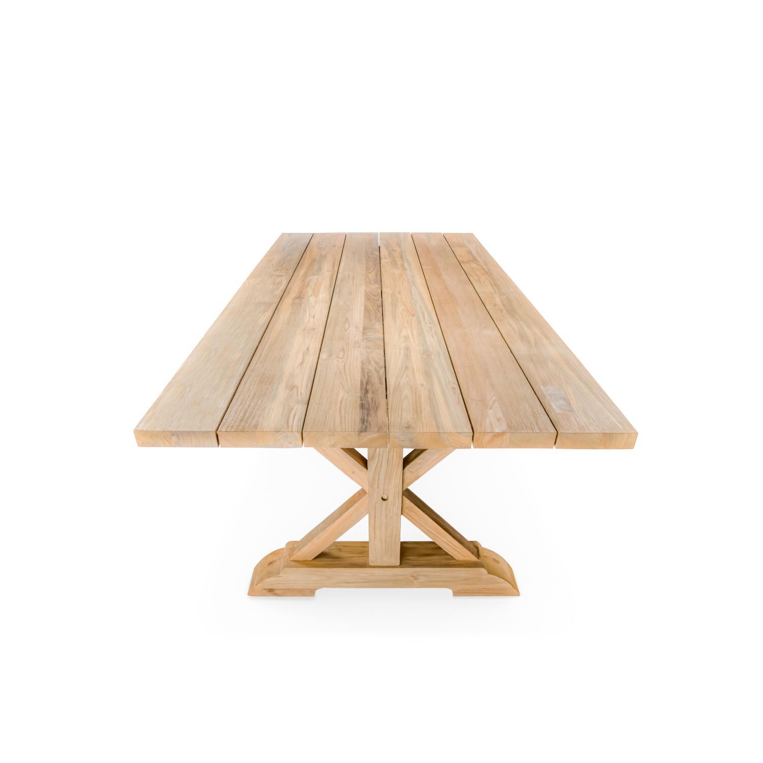 Teak + Table Oyster Bay/Trestle 76 Inch 7 Piece Dining Set - Table Top View - White Background thumbnail