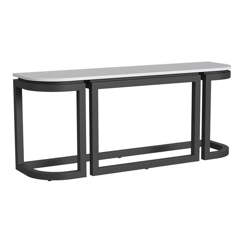 Malibu 67 Inch Black Aluminum Console Table by Sunset West - White Background thumbnail