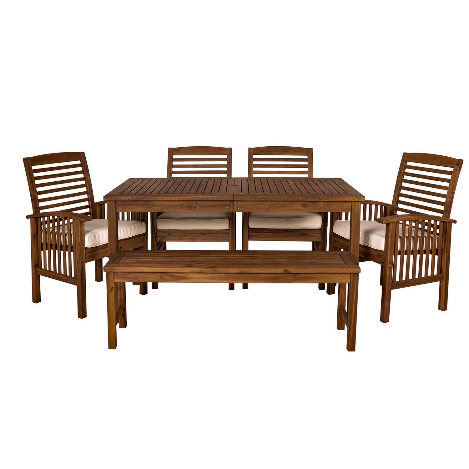 Ultimate Patio Horizon Way 6 Piece Dark Brown Acacia Patio Dining Set - Front View thumbnail