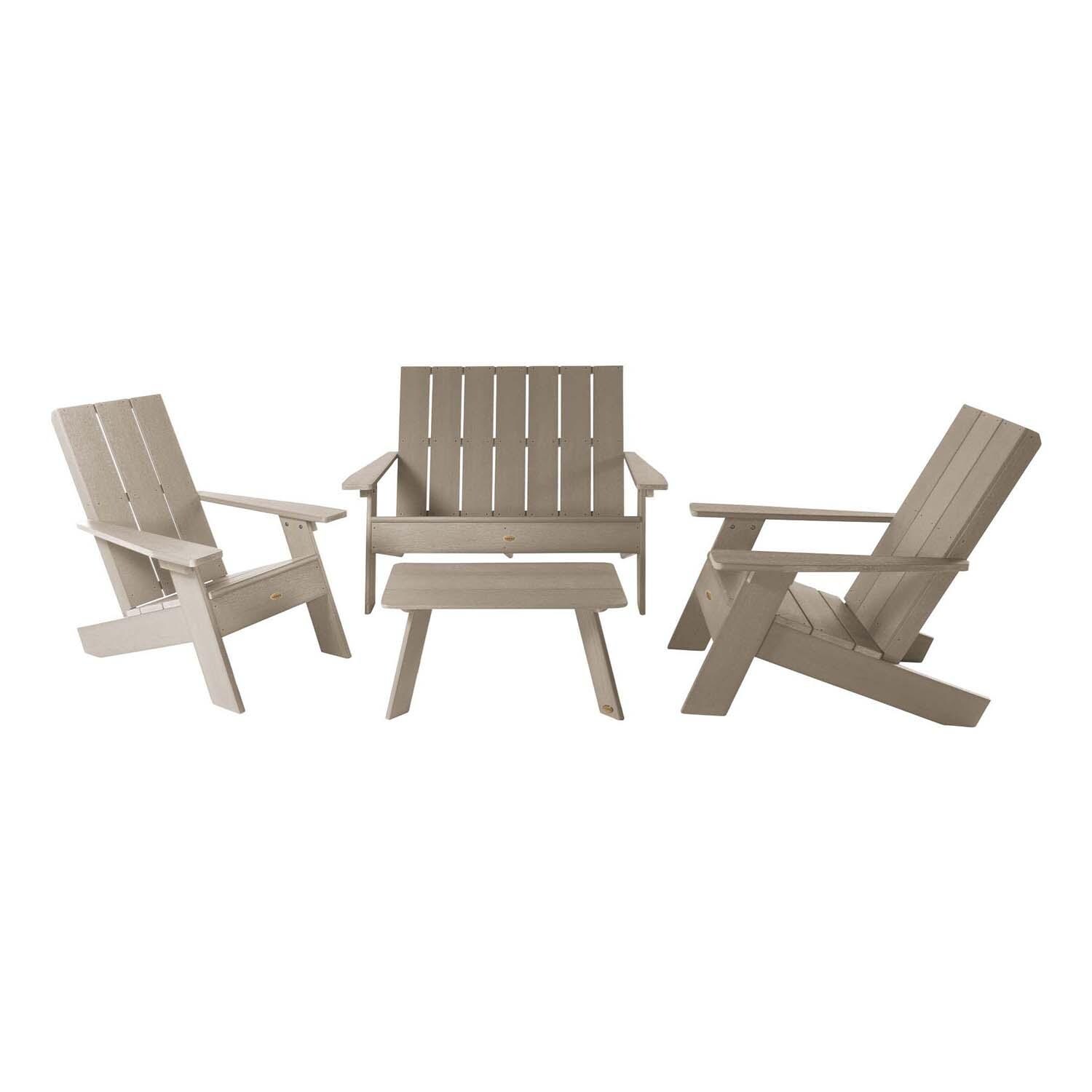 Classical Cove 4 Pc Set Polyresin Seating Set in Woodland Brown By Lakeview Outdoor Designs - White Background thumbnail