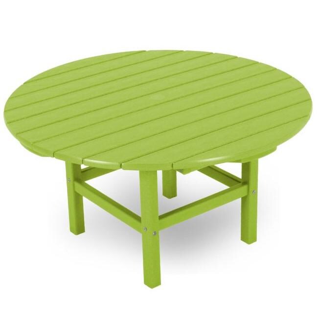 38 Inch Round Lime Recycled Plastic Wood Patio Coffee Table By Polywood