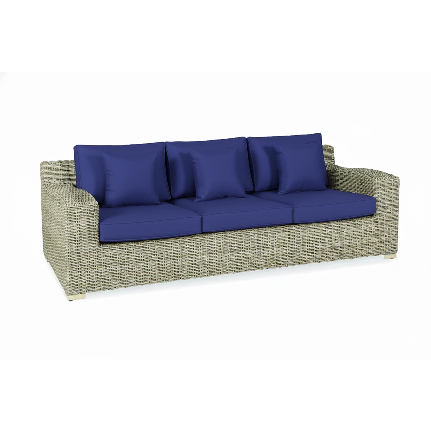 Palma Luxe 4 Pc Wicker Seating Set in Oyster / Spectrum Indigo - Sofa - White Background thumbnail