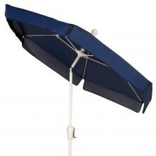 FiberBuilt 7.5 Ft. Aluminum Market Patio Umbrella W/ Crank Lift & Tilt - Navy Blue Vinyl