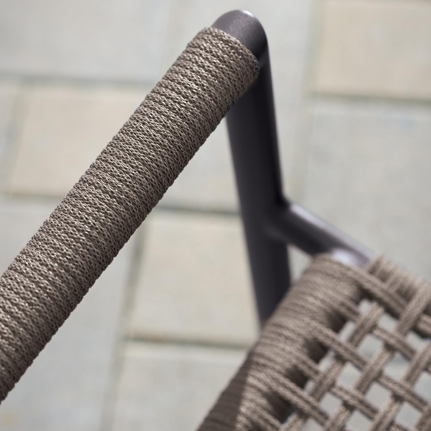 Oxford Garden Eiland 2 Pc Composite Cord & Aluminum Club Chair in Carbon - Arm Detail thumbnail