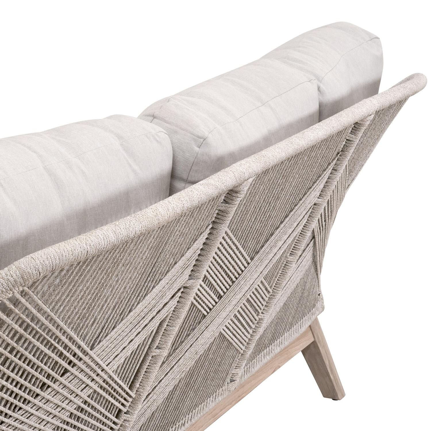 Lakeview Peninsula Way 3 Person Woven Rope Sofa in Taupe & White - Rope Detail thumbnail