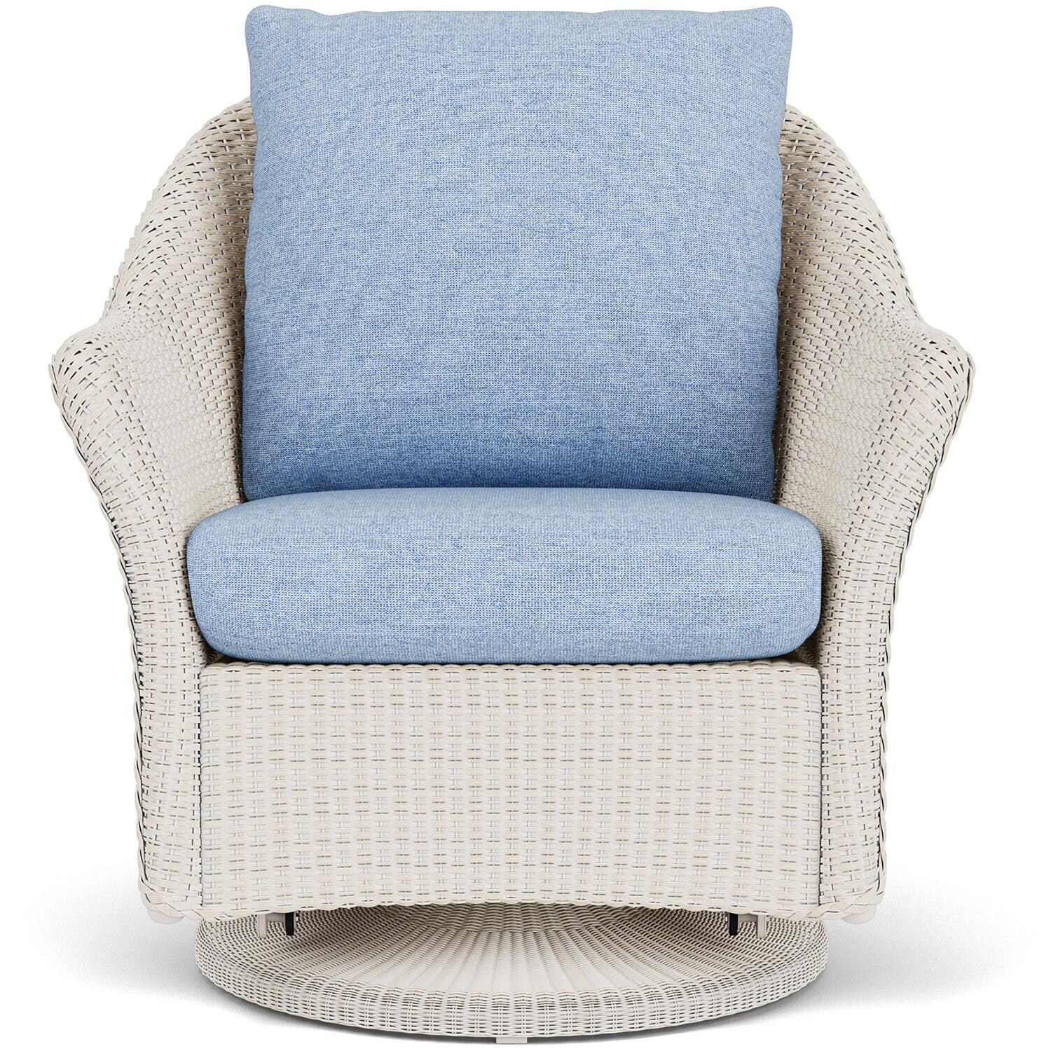 Lloyd Flanders Weekend Retreat Swivel Glider Lounge Chair in Antique White Finish W/ Demo Skyway Fabric thumbnail