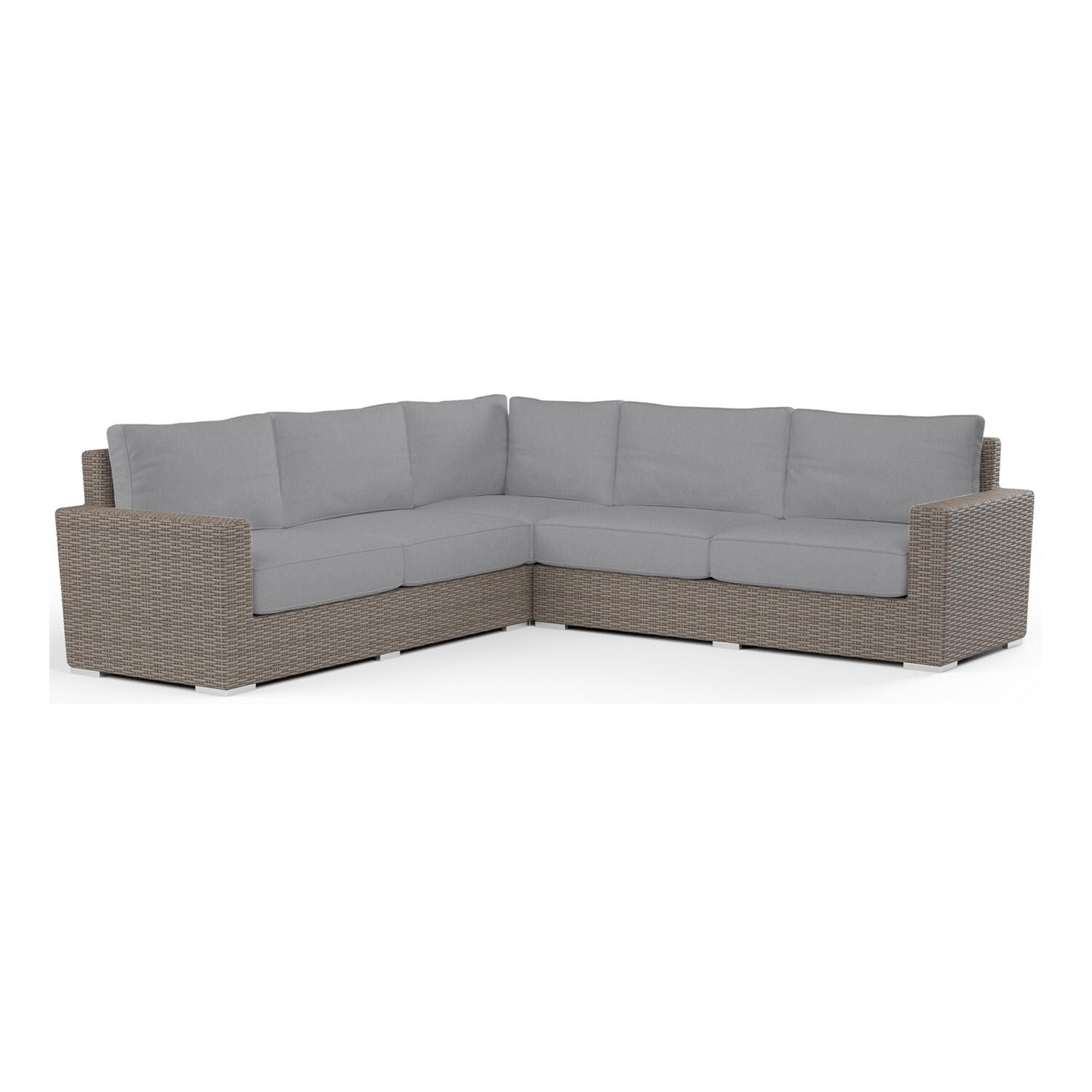 Coronado 5 Person Wicker Sofa in Driftwood/Canvas Granite by Sunset West - White Background thumbnail