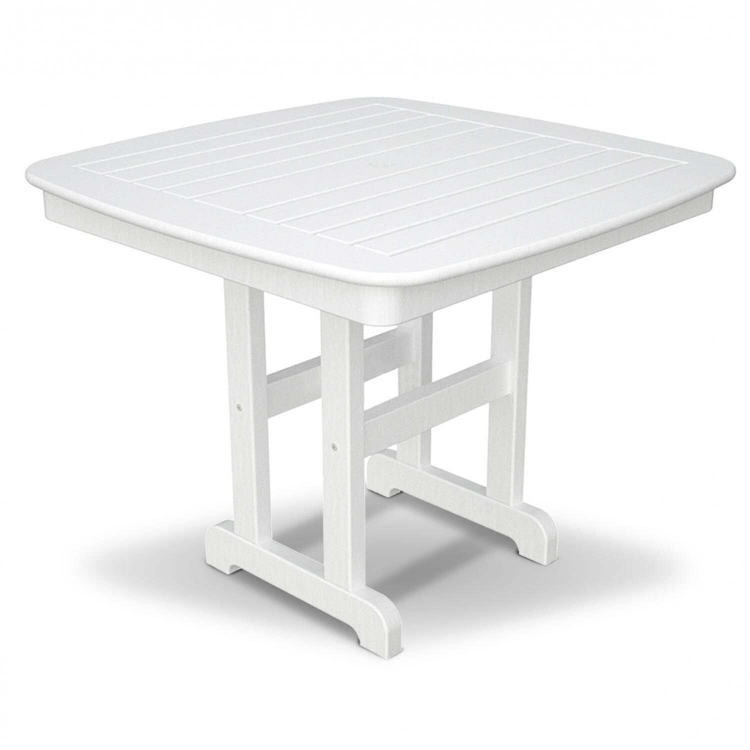 Nautical White Recycled Plastic Wood 37 Inch Square Patio Dining Table By POLYWOOD