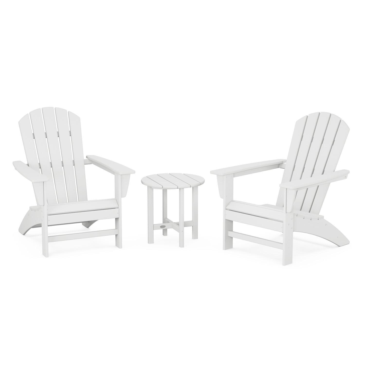 POLYWOOD PWS498-1-WH Nautical 3-Piece Adirondack Set thumbnail