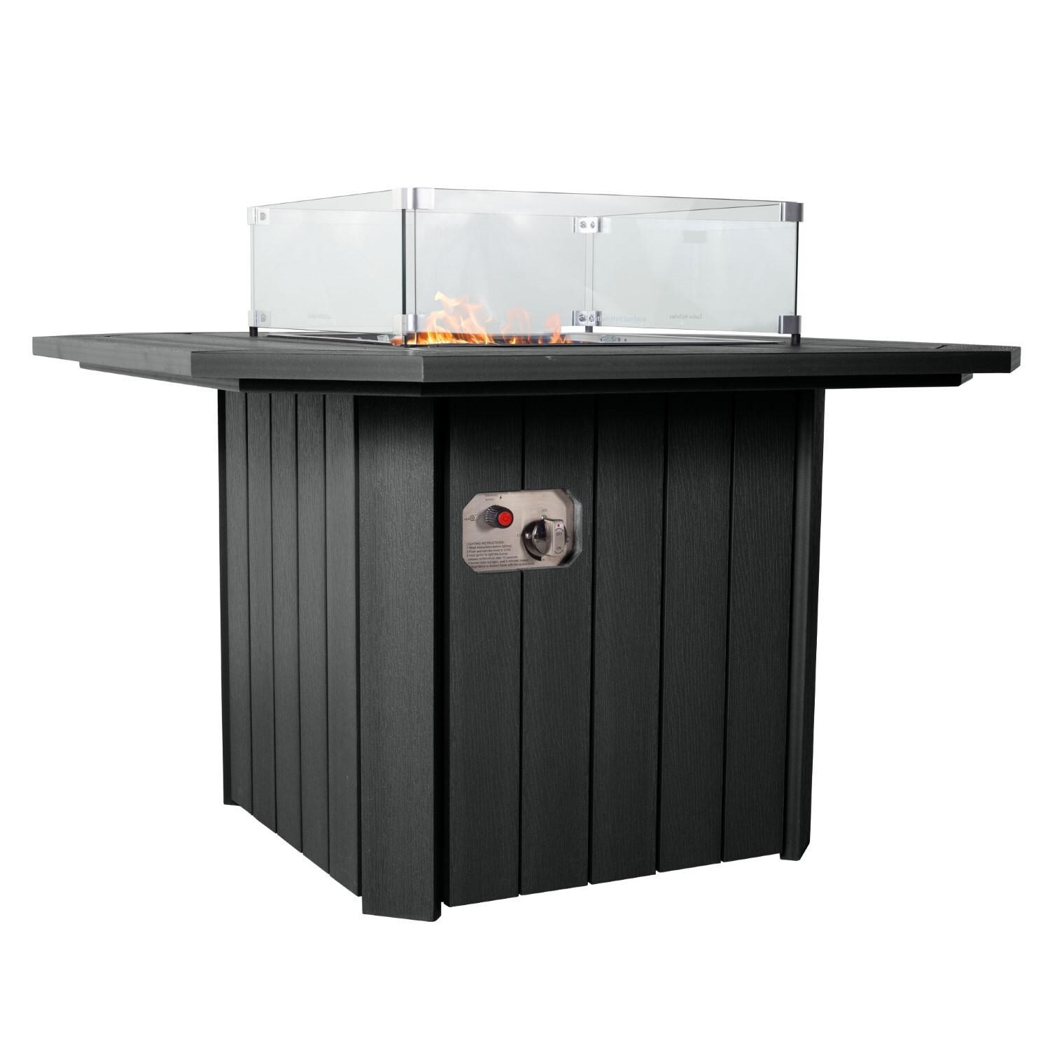 Harborview Octagonal Fire Pit Table in Black by Lakeview Outdoor Designs - Controls - White Background thumbnail