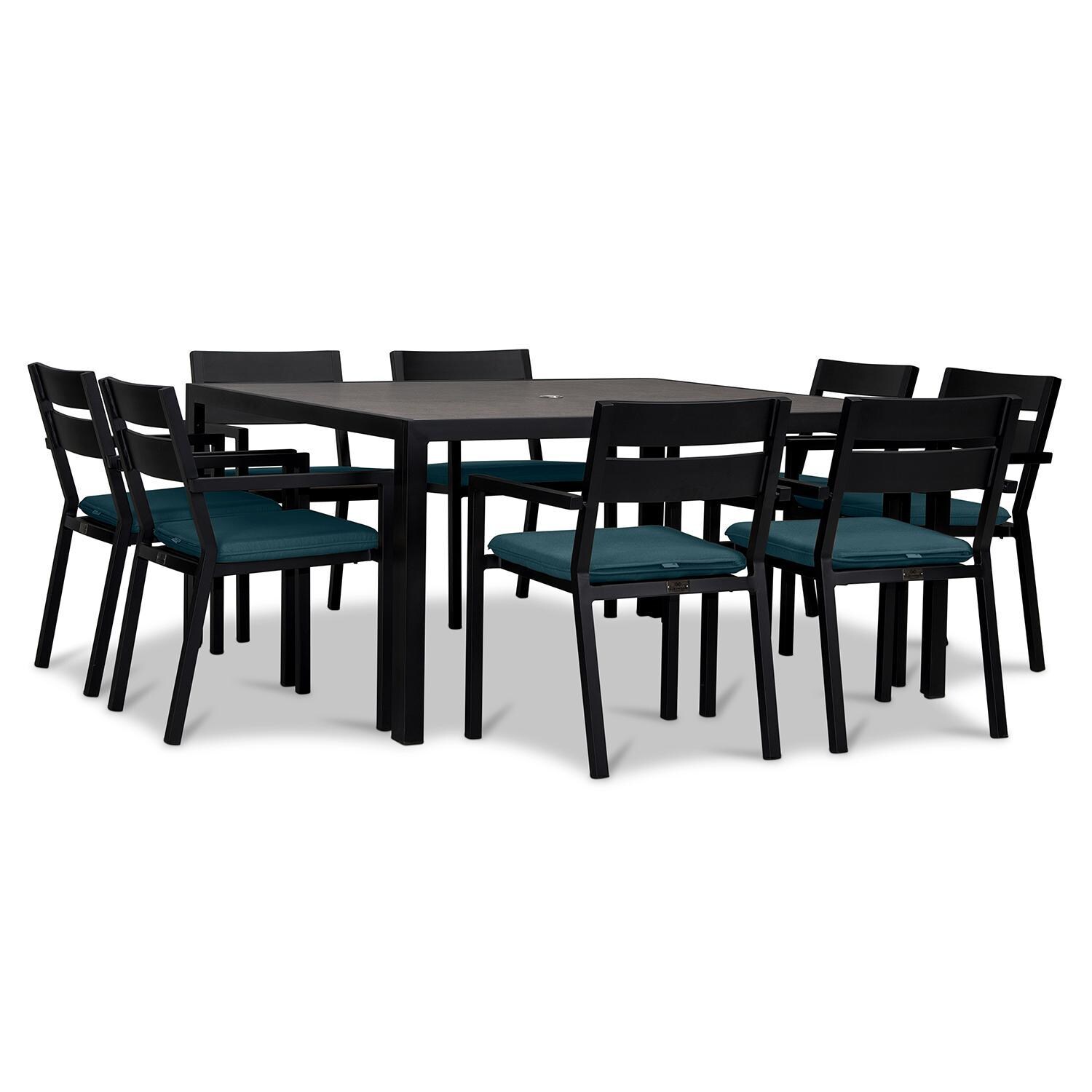 Calm Bay 9 Pc Square Dining Set in Black/Cast Lagoon by Lakeview - White Background 2 thumbnail