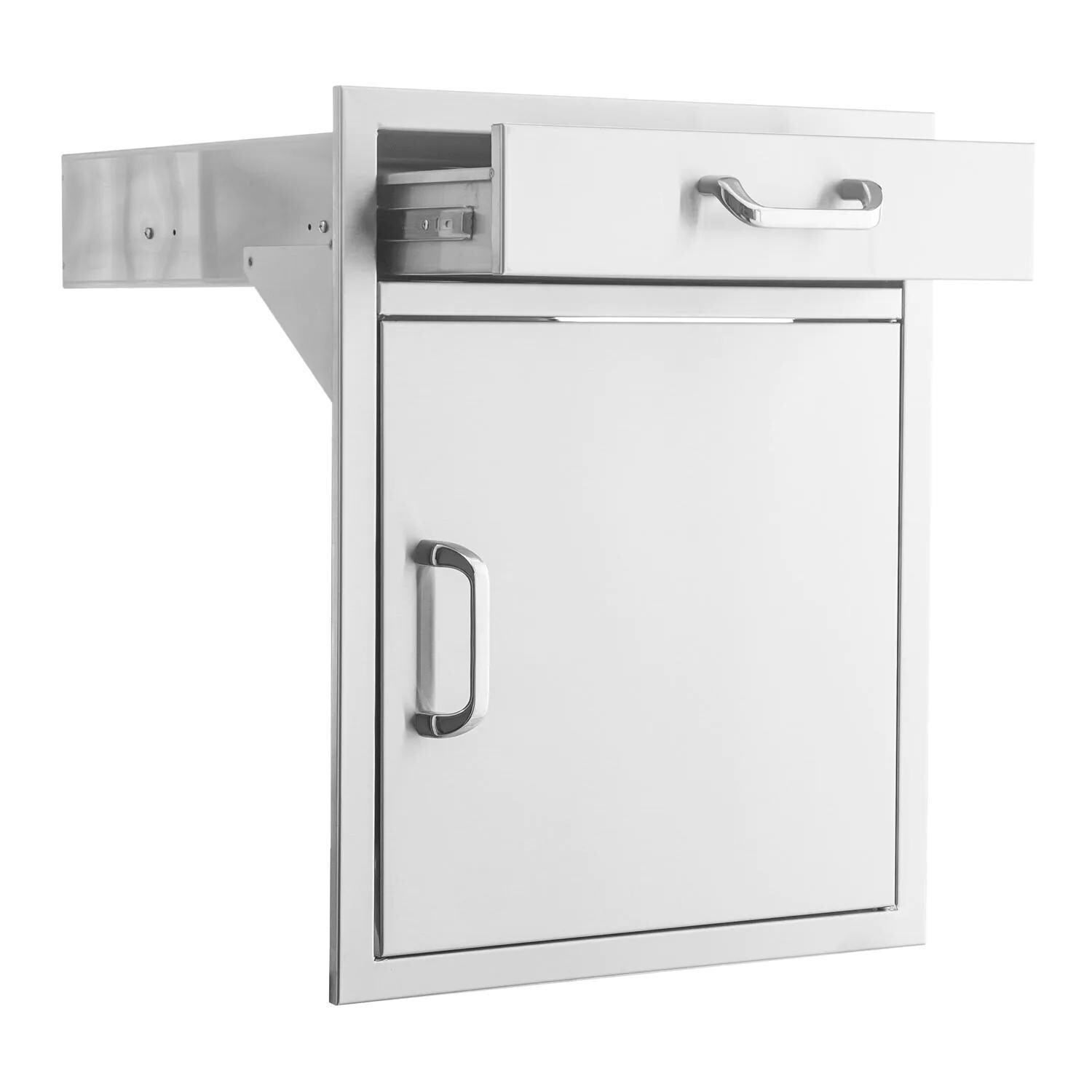 BBQGuys Signature 21-Inch Stainless Steel Single Access Door & Drawer Combo - Drawer Open - White Background thumbnail