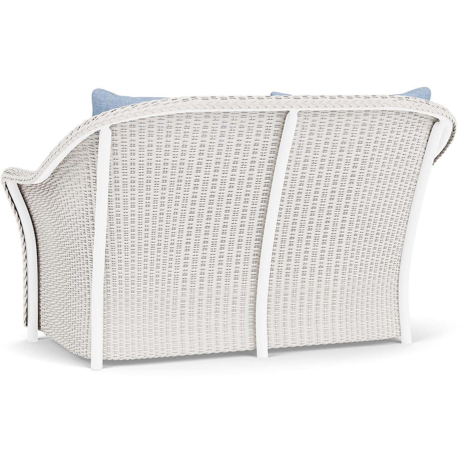 Lloyd Flanders Weekend Retreat Loveseat in White Finish W/ Demo Skyway Fabric - Back Left thumbnail