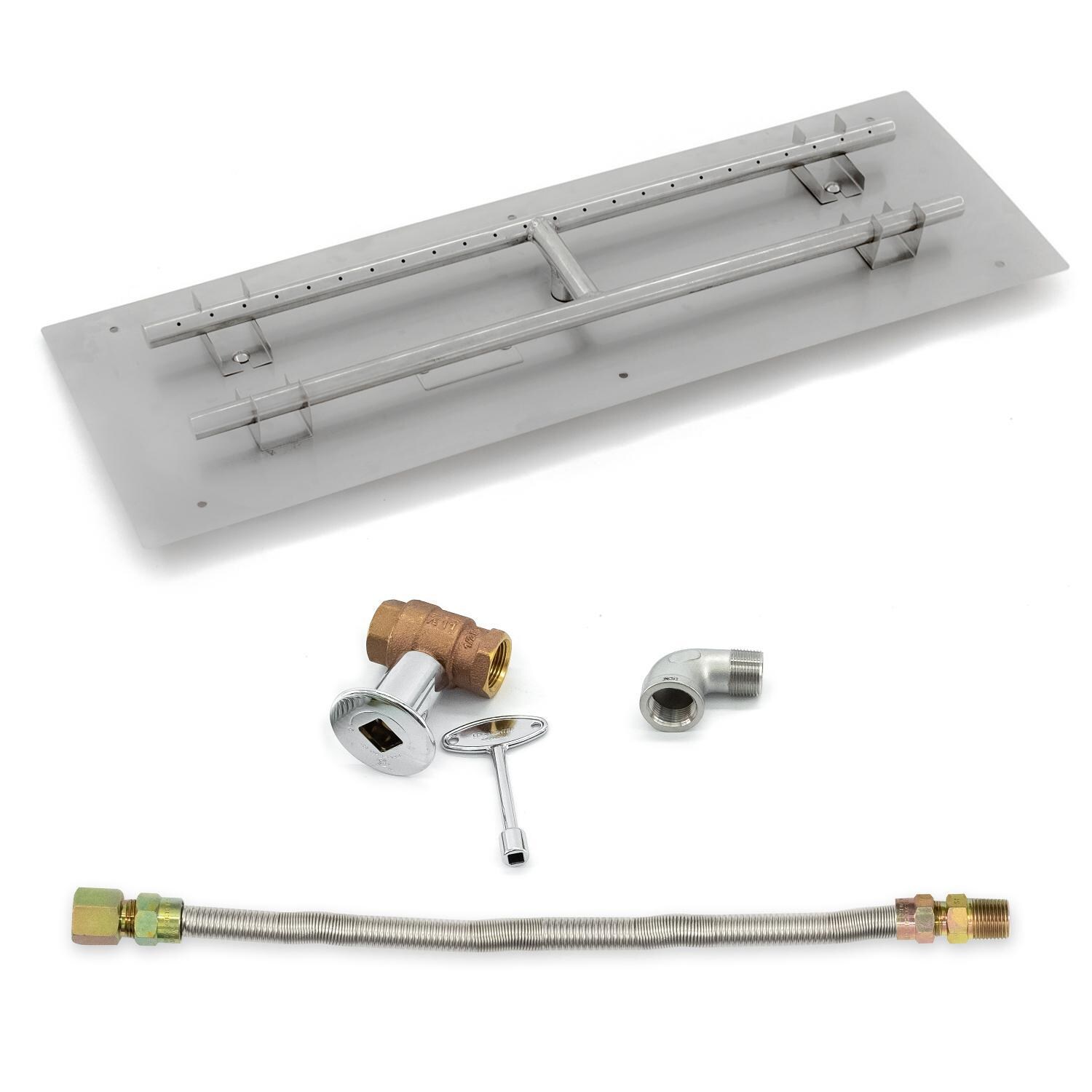 BBQGuys Signature 30-Inch Rectangular Flat Pan W/ 25-Inch Natural Gas H-Burner & Connection Kit