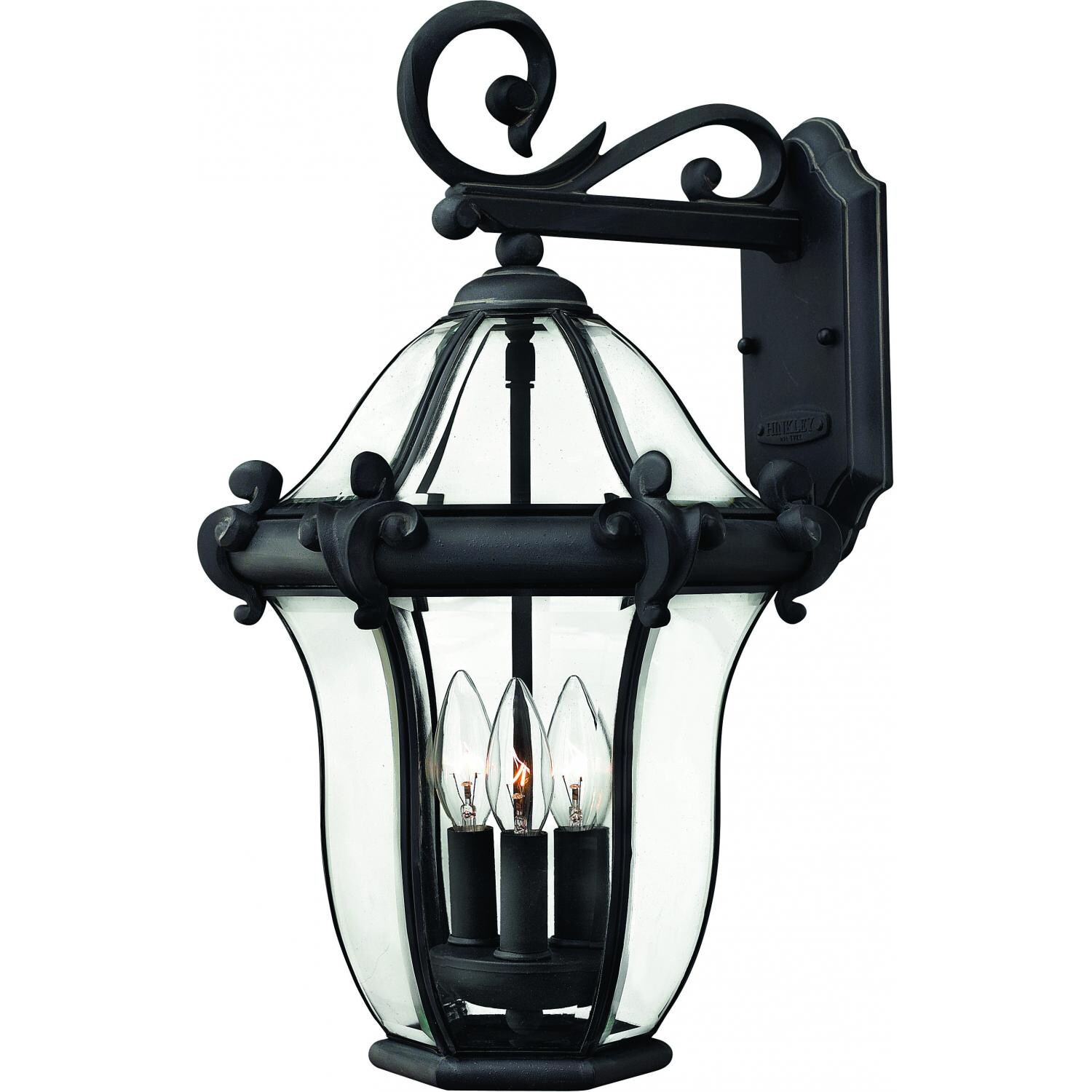 Hinkley Lighting San Clemente Three Light 21-Inch Outdoor Wall Light - Museum Black - 2444MB