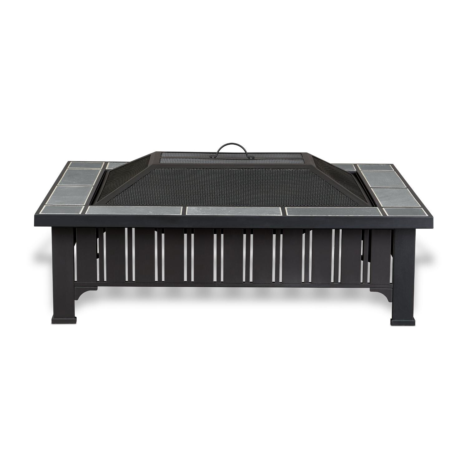 Real Flame Evans 43-Inch Rectangle Wood Burning Fire Pit - Black - Front View thumbnail