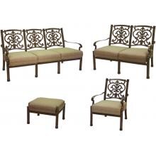 Darlee Santa Barbara 4 Piece Cast Aluminum Patio Conversation Seating Set - Mocha image