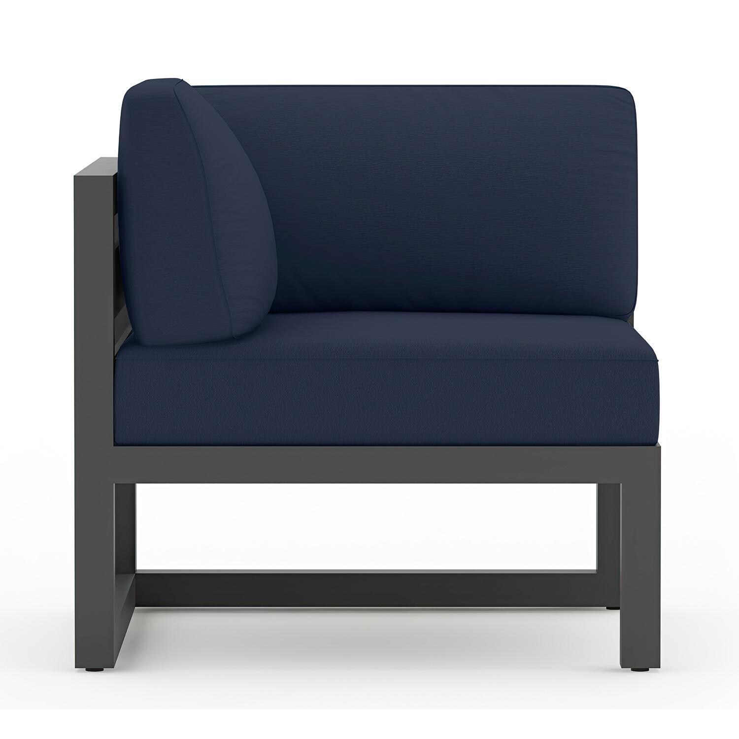 Misty Cove Aluminum Corner Club Chair in Slate w/Spectrum Indigo Cushions by Lakeview - White Background thumbnail