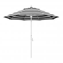 California Umbrella Sun Master Series 9 Ft Octagonal Aluminum Collar Tilt Patio Umbrella W/ Crank Lift & Fiberglass Ribs - Matted White Frame / Sunbrella Cabana Classic Canopy image