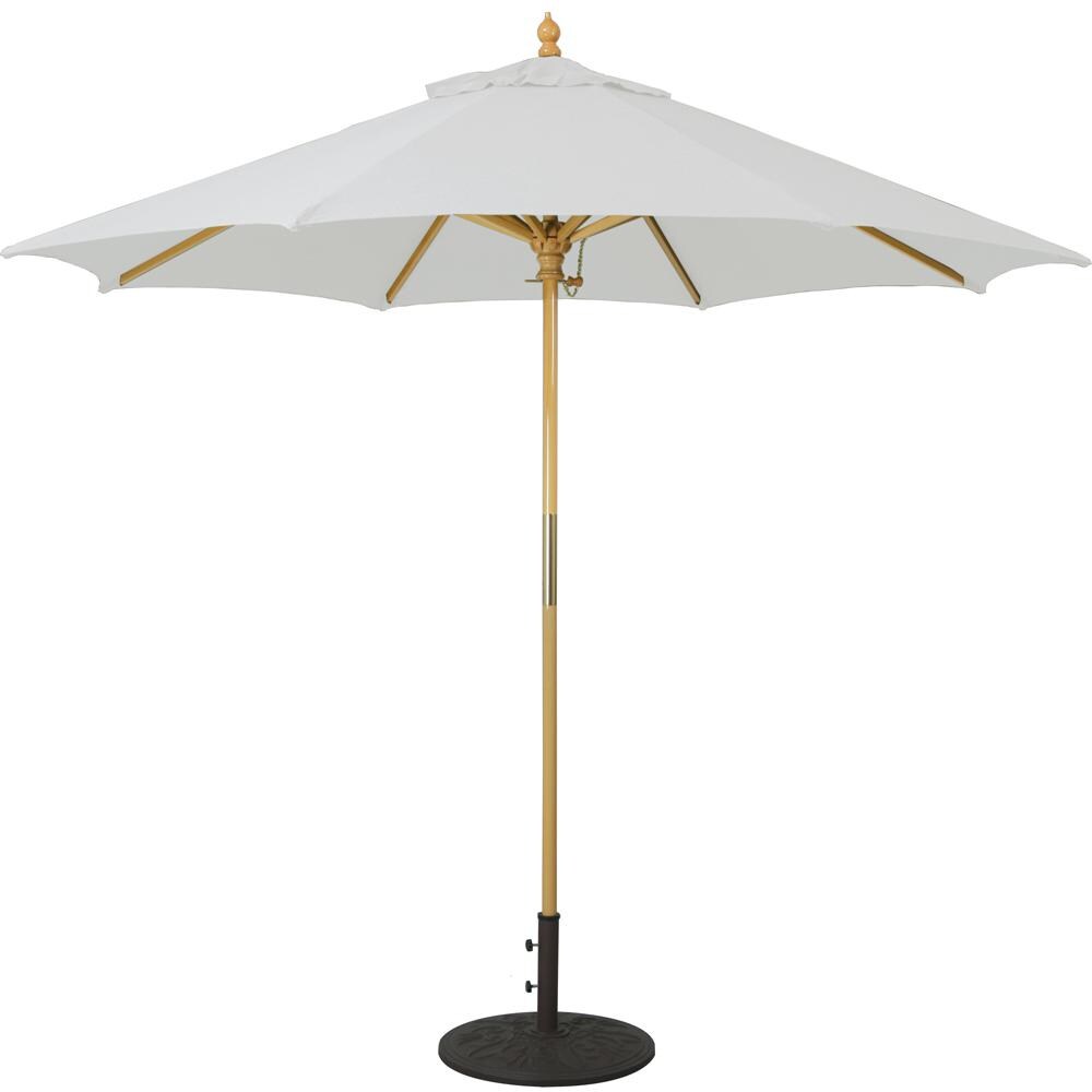 Galtech 9 Ft. Octagonal Wood Patio Umbrella W/ Manual Lift - Light Wood Frame W/ Pacific Blue Sunbrella Fabric (Umbrella Base Not Included) thumbnail