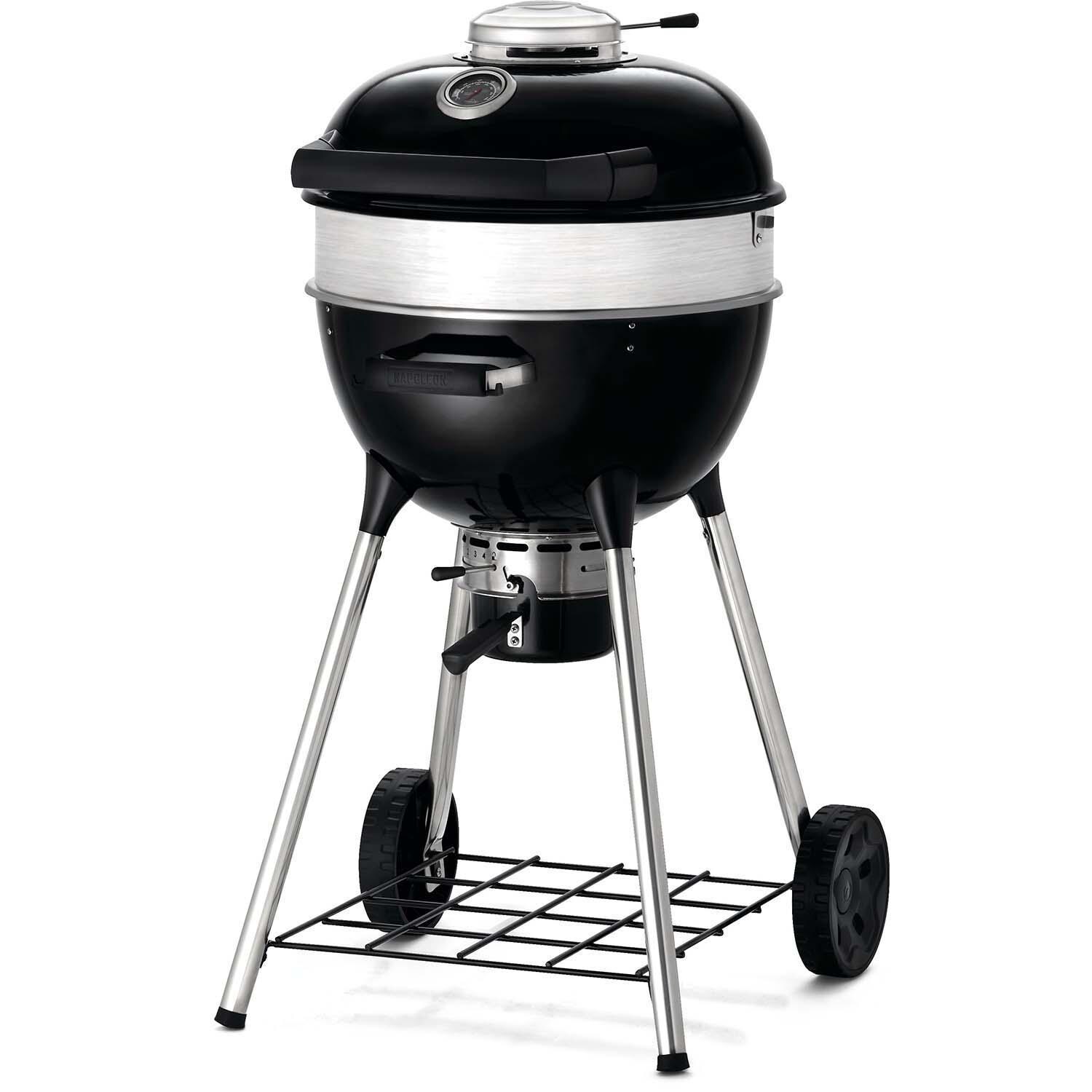 Napoleon PRO18K-LEG-3 PRO 18 Inch Charcoal Kettle Grill - Black - Angled Lid Hanging - White Background thumbnail