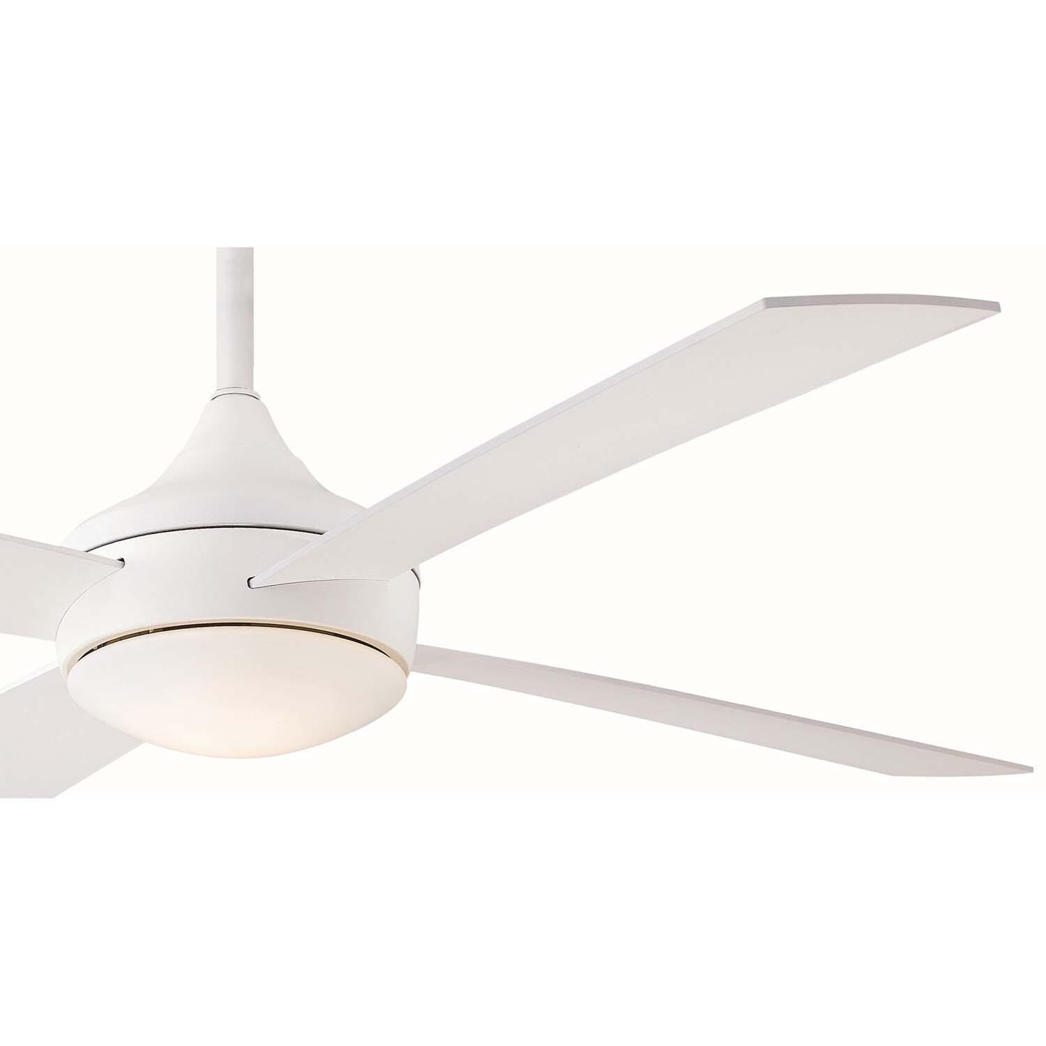 Minka-Aire F523L-WHF Aluma Wet 52-Inch 4-Blade LED Ceiling Fan in Flat White Finish w/ Flat White Blades & Etched Opal Glass - Blade Detail thumbnail