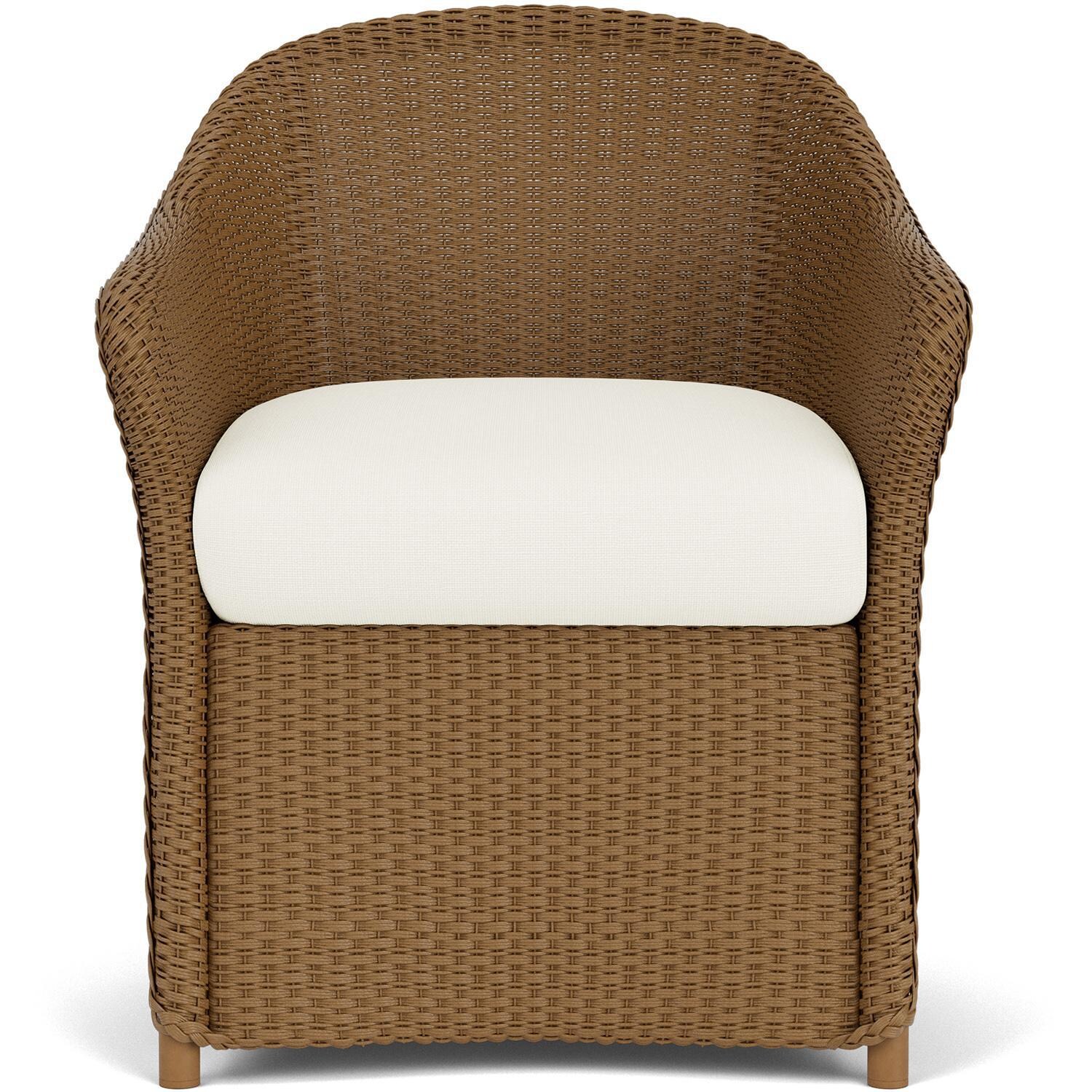 Lloyd Flanders Weekend Retreat Dining Armchair in Hickory Finish W/ Sailcloth Salt Fabric thumbnail