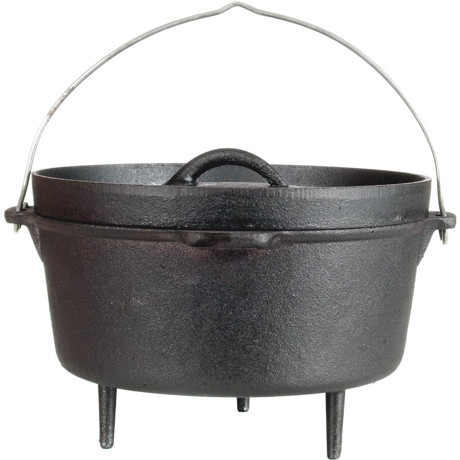Cajun Cookware 4.5-Quart Seasoned Cast Iron Camp Pot With Legs - Side View thumbnail