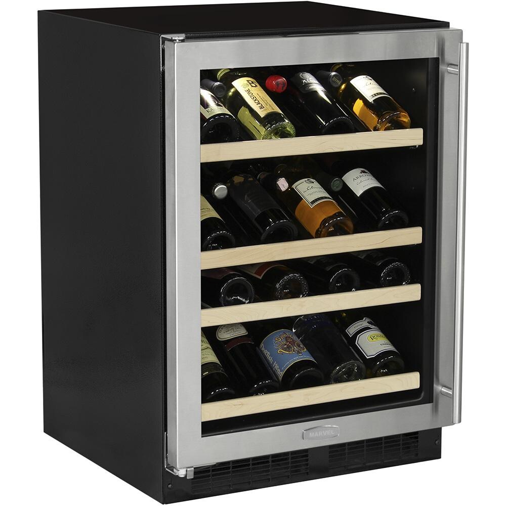 Marvel High Efficiency 27 Bottle Left Hinge Single Zone Wine Cellar - Stainless Steel - ML24WSG1LS thumbnail