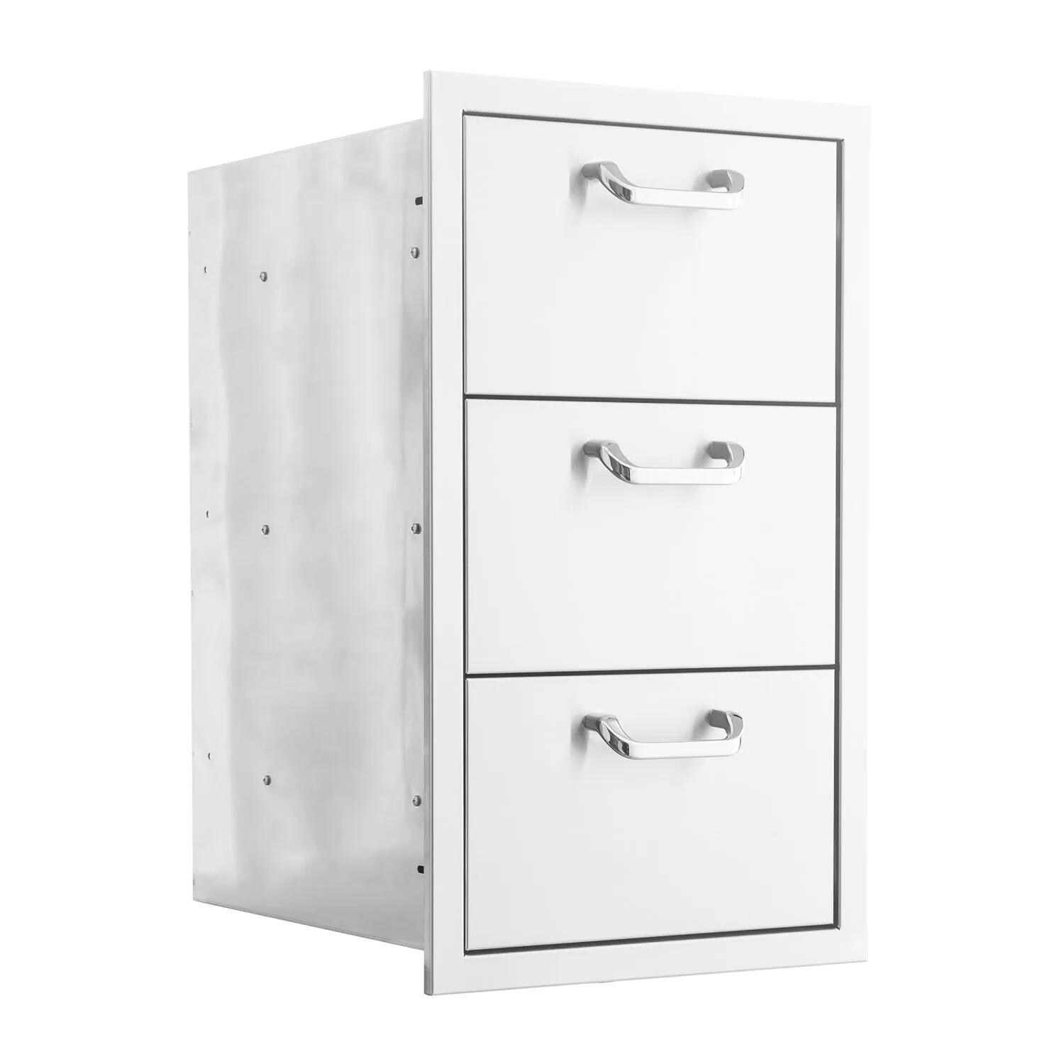 BBQGuys Signature 21-in Contempo/Traditional Stainless Steel Single Access Door & Drawer Combo - Door Open  - White Background