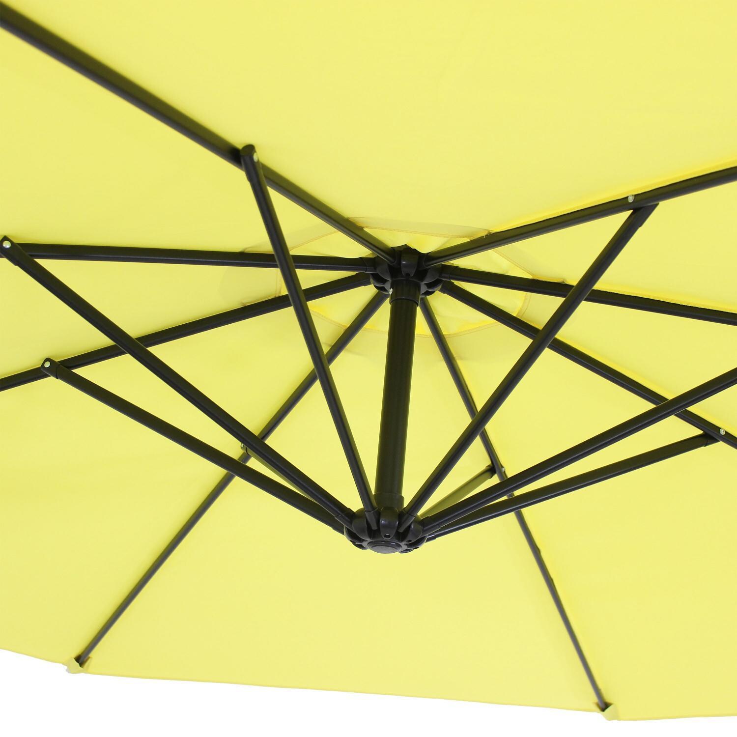 Ultimate Patio 9.5 Ft. Octagonal Patio Cantilever Umbrella W/ Crank - Sunshine - Sturdy Rib In Canopy thumbnail
