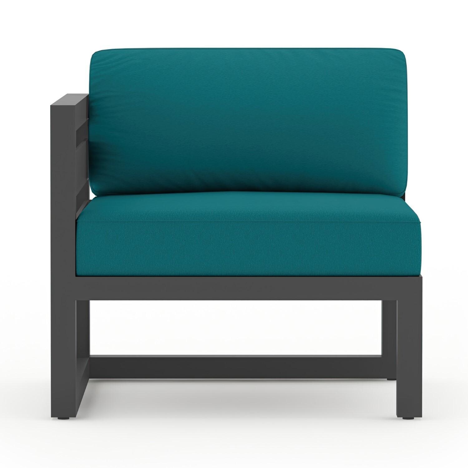 Lakeview MSTYCV-SL-SET212-PC Misty Cove 7 Pc Aluminum Sectional Set in Slate w/Chat Table & Spectrum Peacock Cushions by Lakeview Outdoor Designs - Left Section without Cushion - White Background thumbnail