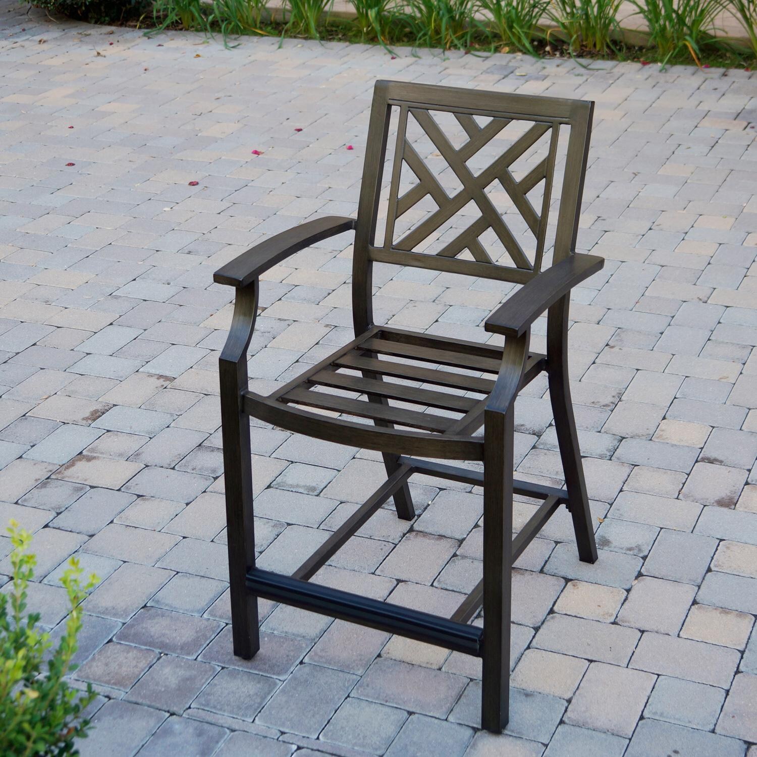 Darlee Brooklyn 5 Piece Patio Counter Height Bar Set W/ 58 X 28-Inch Rectangular Serving Table & Sesame Cushions - Chair Only thumbnail