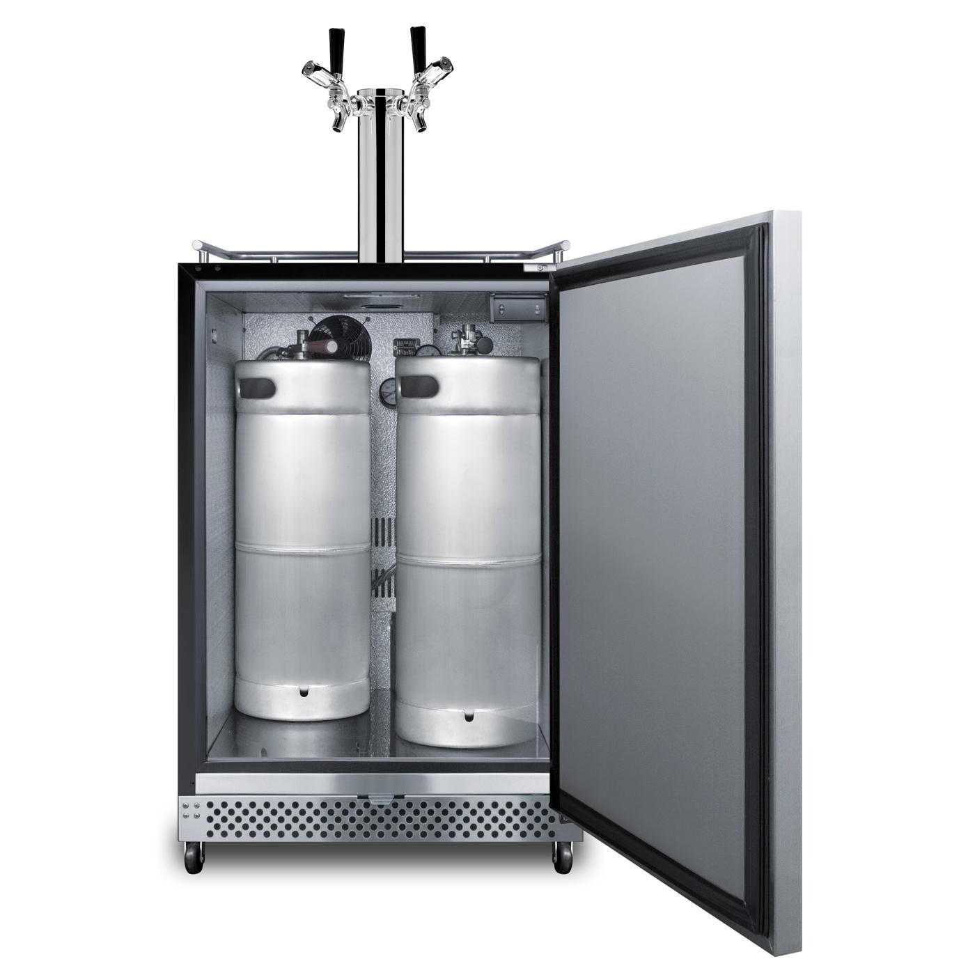 Summit SBC696OSTWINTL Commercial Outdoor Rated Double Tap Beer Dispenser / Kegerator w/ TapLock - With Kegs thumbnail
