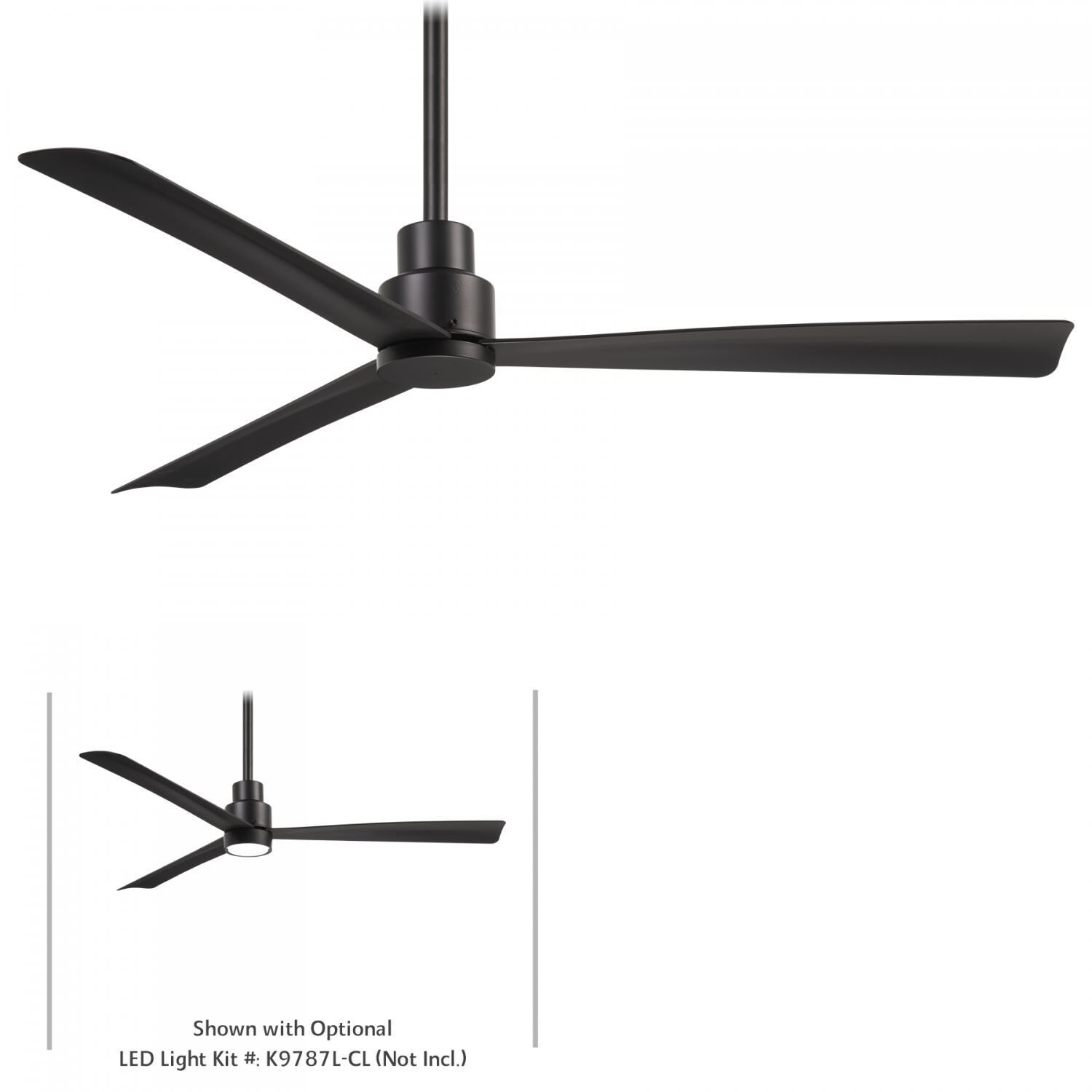 Minka-Aire F787-CL Simple 52-Inch 3-Blade Ceiling Fan in Coal Finish w/ Coal Blades - On White Background thumbnail