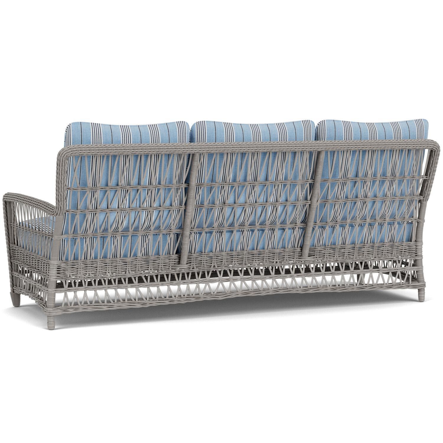 Lloyd Flanders Mackinac Sofa in Putty Finish with Hansen Sky Fabric - Rear Left thumbnail