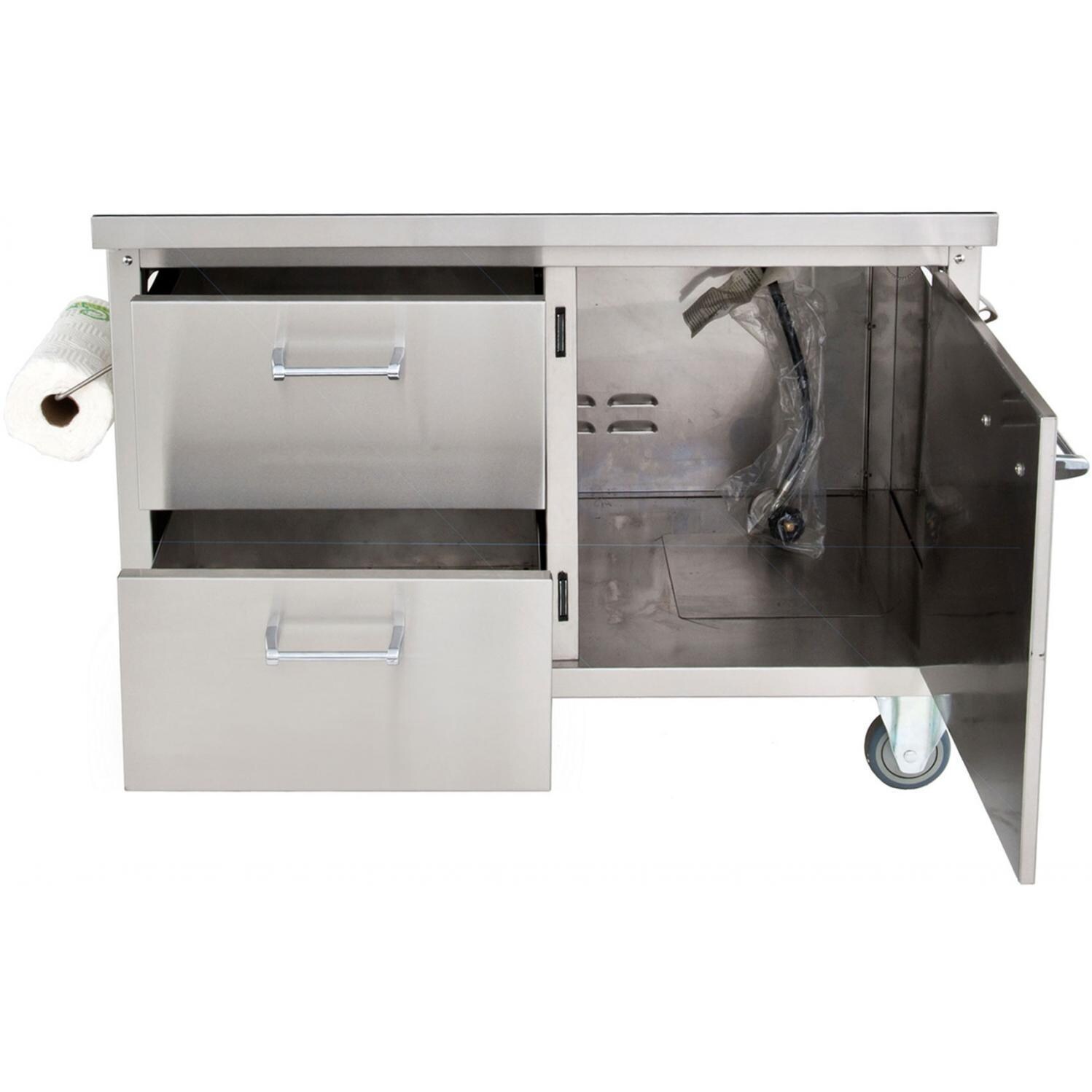 Lion Stainless Steel Cart For 40-Inch Gas BBQ Grill - Close-Up (Shelves Not Shown) thumbnail