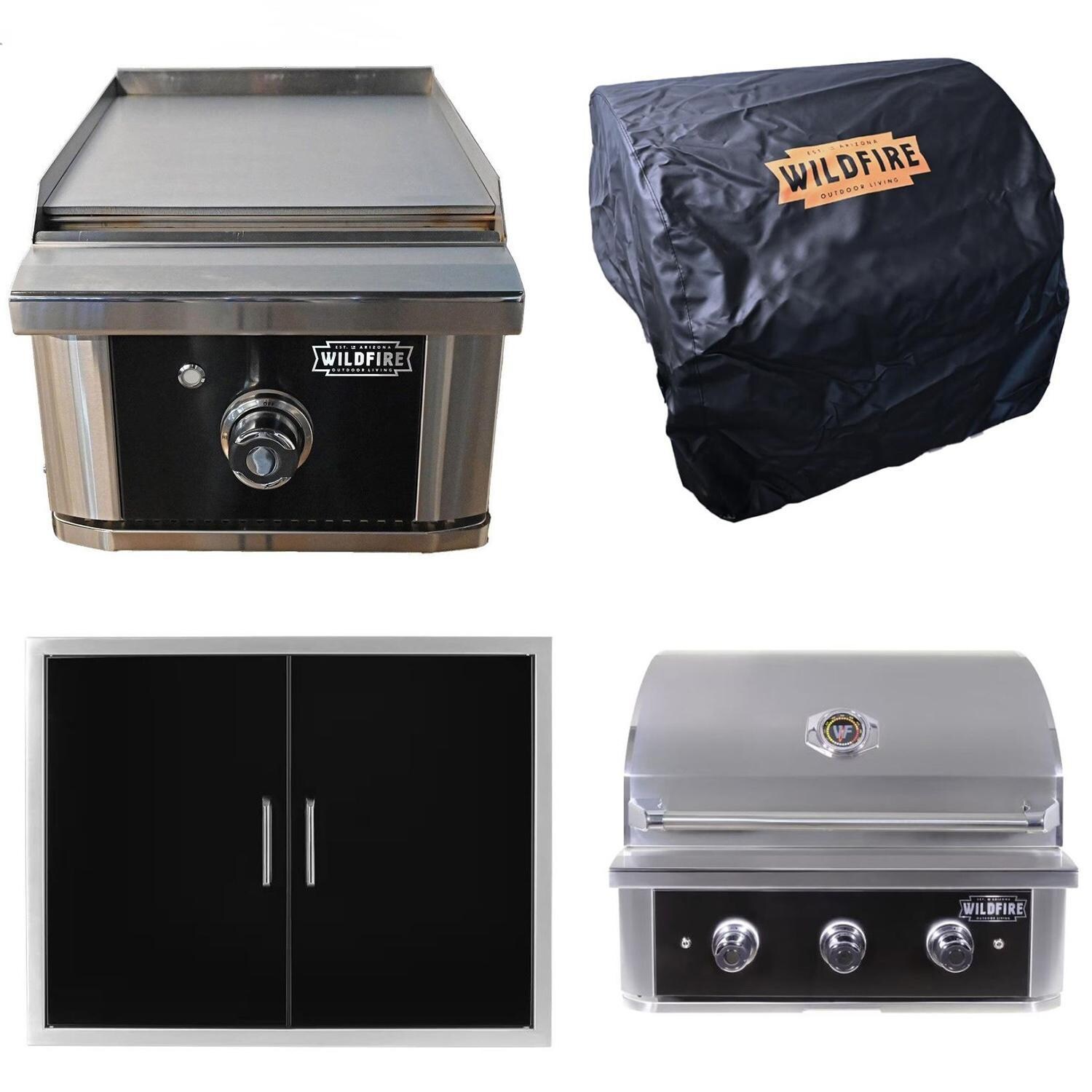 Wildfire 30-In Grill Outdoor Kitchen Package w/15-In Side Griddle - WF-PRO30G-RH-NG