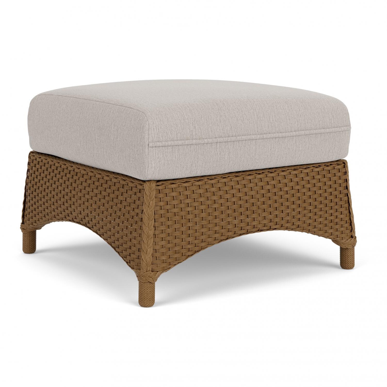 Lloyd Flanders Mandalay Ottoman in Hickory Finish with Remy Cloud fabric - Angled thumbnail