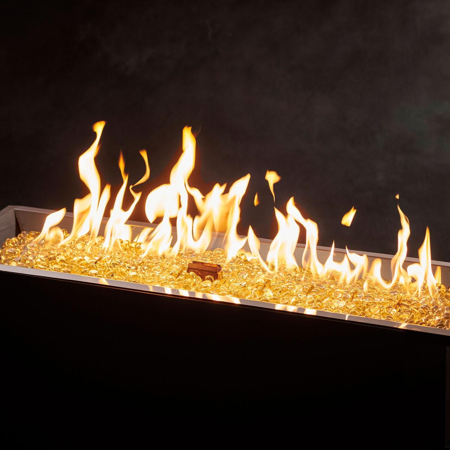 The Outdoor GreatRoom Company CFP1242DSILP-B Crystal Fire Plus 42-in Linear Electronic Ignition Propane Gas Fire Pit Burner Kit - Inserted in Fire Pit - Medium Flame - Detail thumbnail