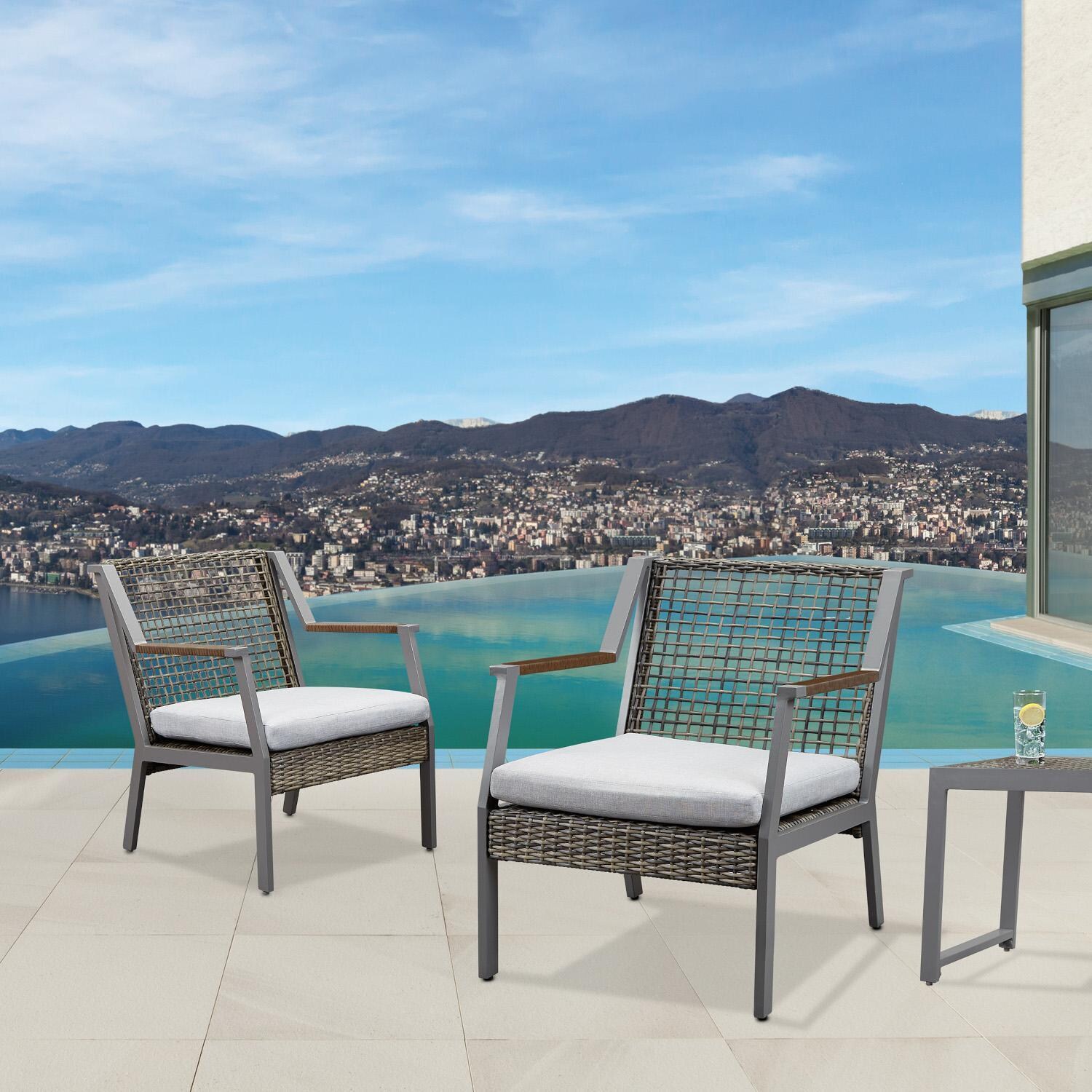 Lakeview Rustic Bay Gray 2 Piece Aluminum Chair Set - Lifestyle thumbnail