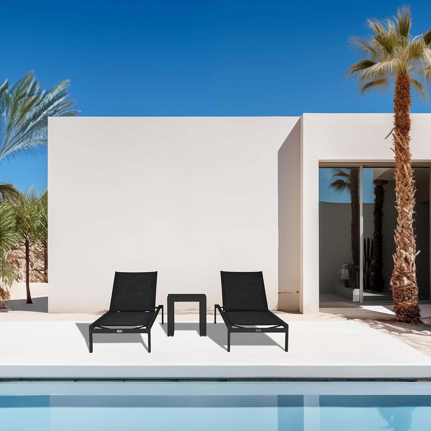 Spring Bay 3 Piece Chaise Lounge Set in Black - Lifestyle thumbnail