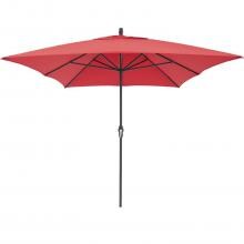 8 Ft. X 11 Ft. Rectangular Aluminum Patio Umbrella W/ Crank Lift By BBQGuys - Black Frame / Sunbrella Jockey Red Canopy