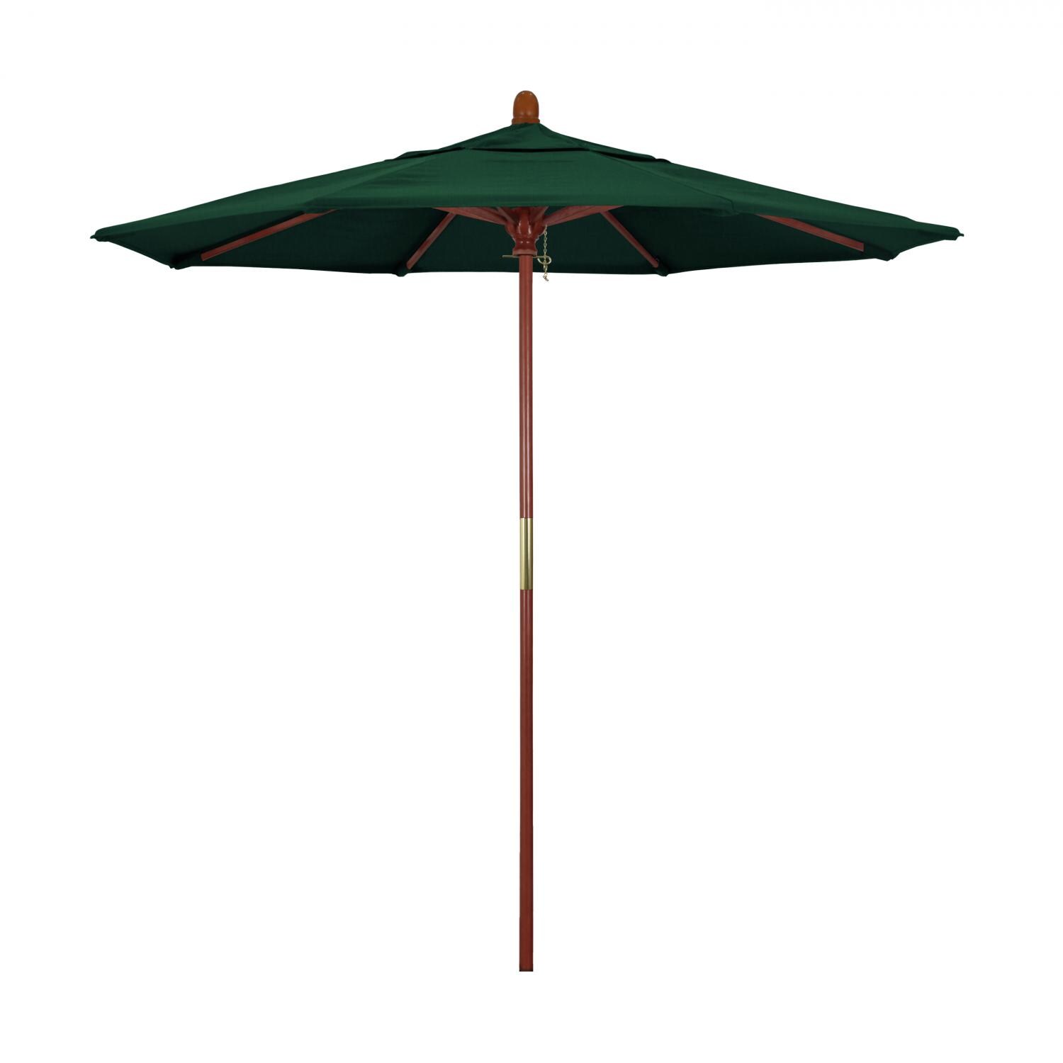 California Umbrella 7.5 Ft. Octagonal Hardwood Patio Umbrella W/ Push Lift & Hardwood Ribs - Sunbrella Canvas Forest Green Canopy